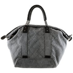 Chanel Slate Grey Quilted Canvas XL Tote Bag