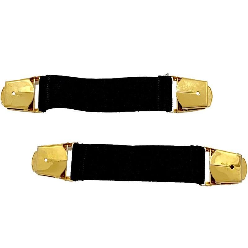 Iconic item from the 80s, collector's item and not found. Superb pair of sleeve straps from Maison CHANEL. The clips are in gold metal and the elastic band is black. It has the inscription CHANEL in white.
The suspenders are in good condition. The