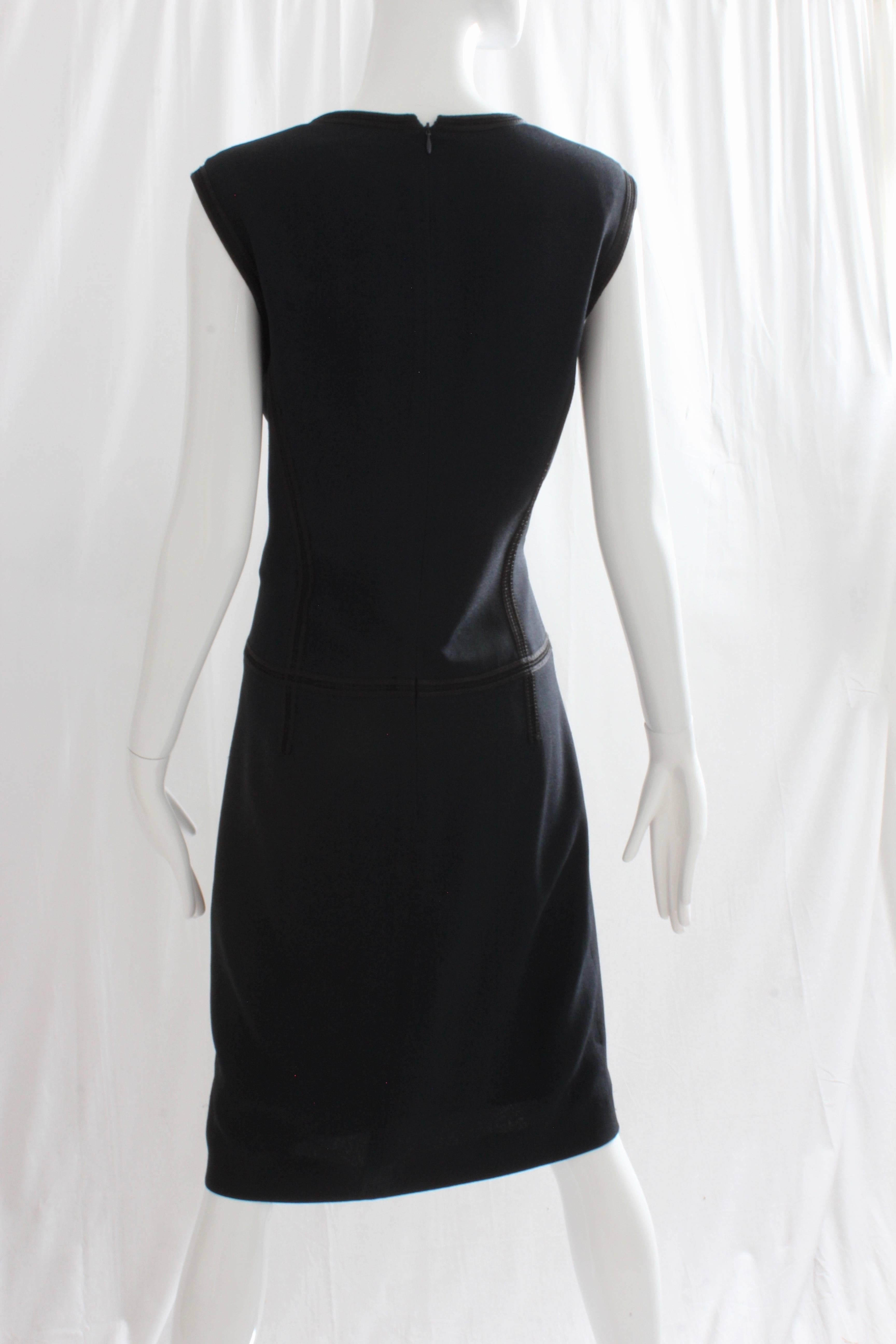 Chanel Sleeveless Dress with Asymmetric Collar and Camellia Buttons Navy Size 44 1