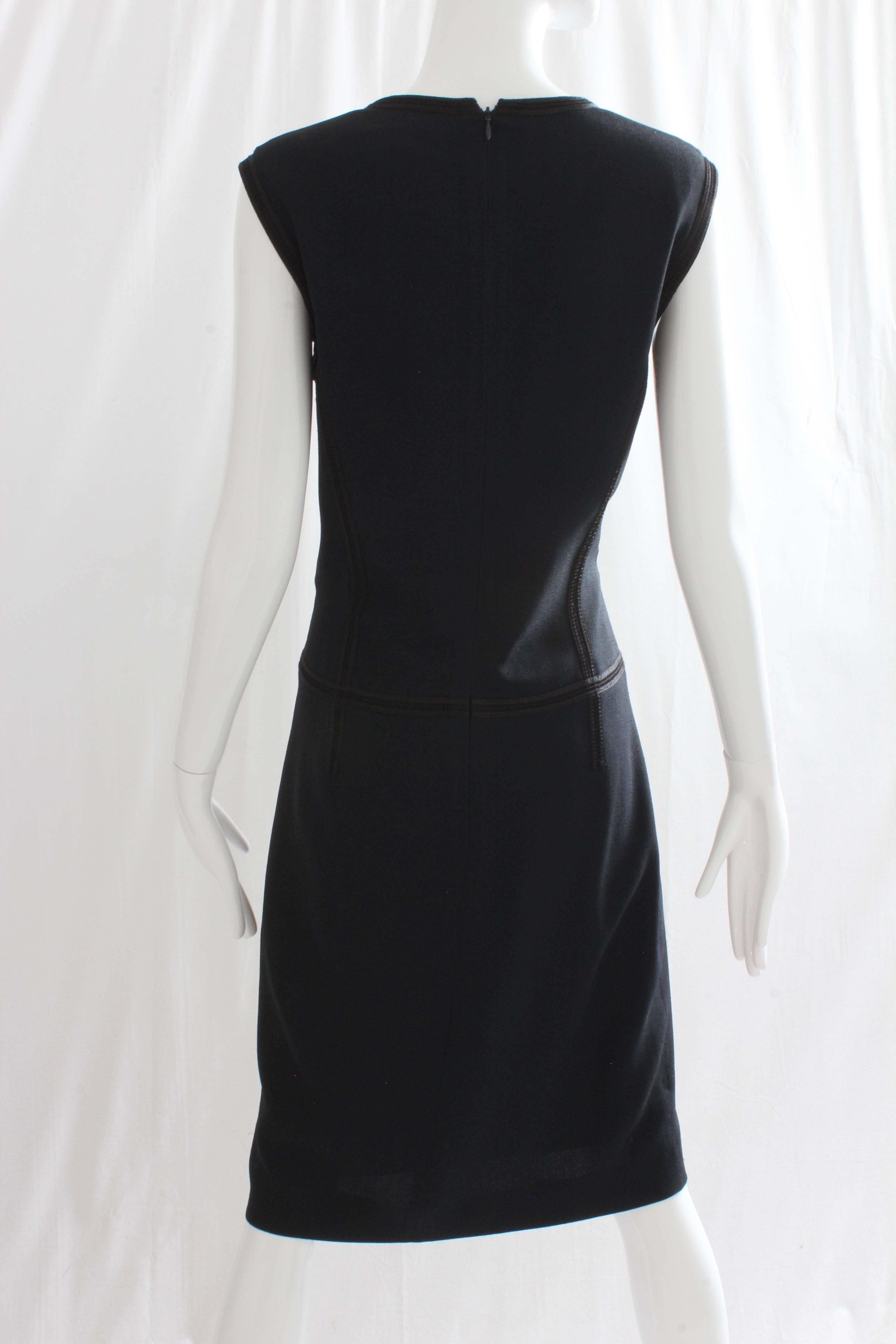 Chanel Sleeveless Dress with Asymmetric Collar and Camellia Buttons Navy Size 44 2