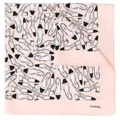 Chanel Slingback Pumps Print Silk Scarf