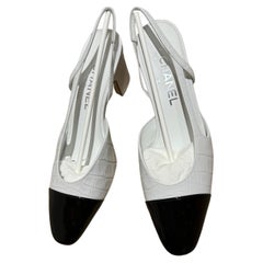 Chanel slingback shoes white and black 