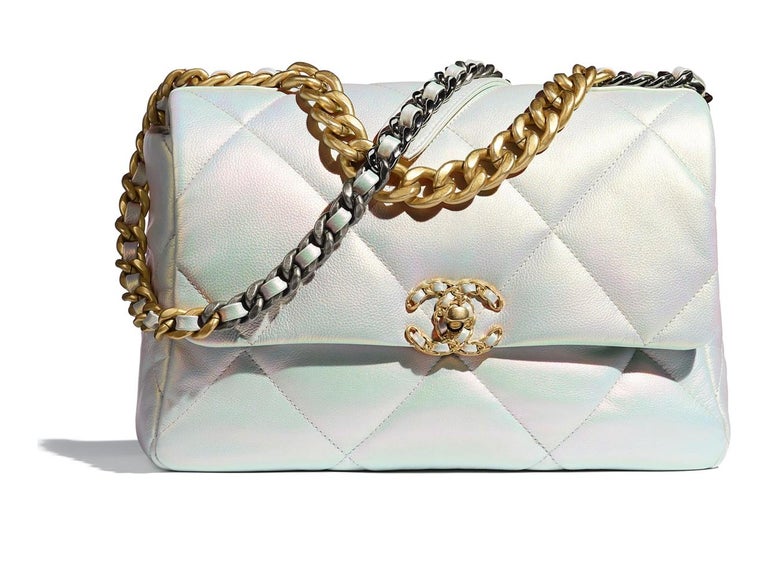 CHANEL - Mini Flap Bag Iridescent Calfskin & Gold-Tone Metal, White -  A69900B0546210601 - Handbags