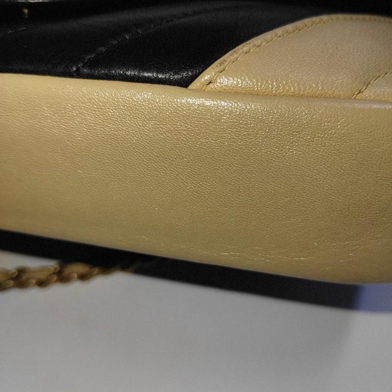 Chanel Small Bicolor Chevron Lambskin Single Flap Bag Black and Gold, 2014-15 10