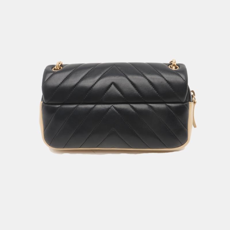 Chanel Small Bicolor Chevron Lambskin Single Flap Bag Black and Gold, 2014-15 1