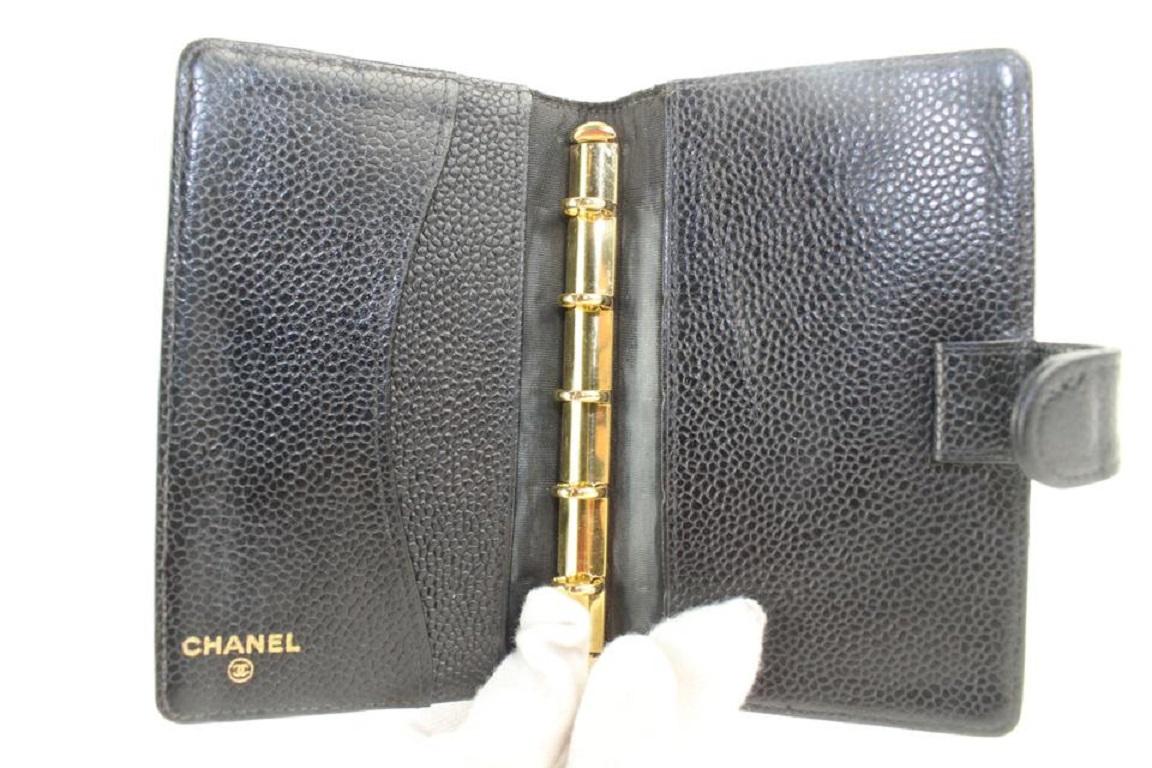 Women's Chanel Small Black Caviar Leather Agenda Diary Cover 8620613