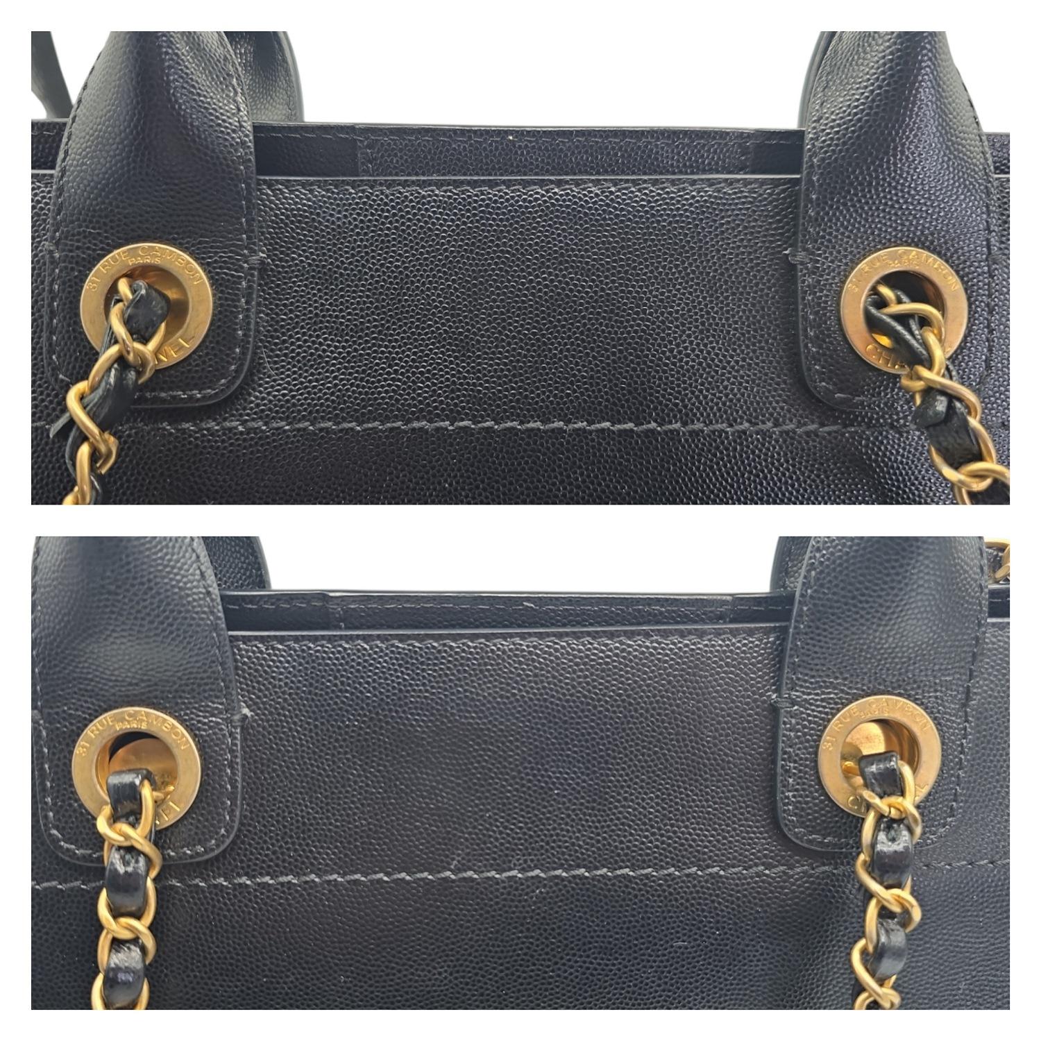 Chanel Small Black Caviar Studded Deauville Tote For Sale 5