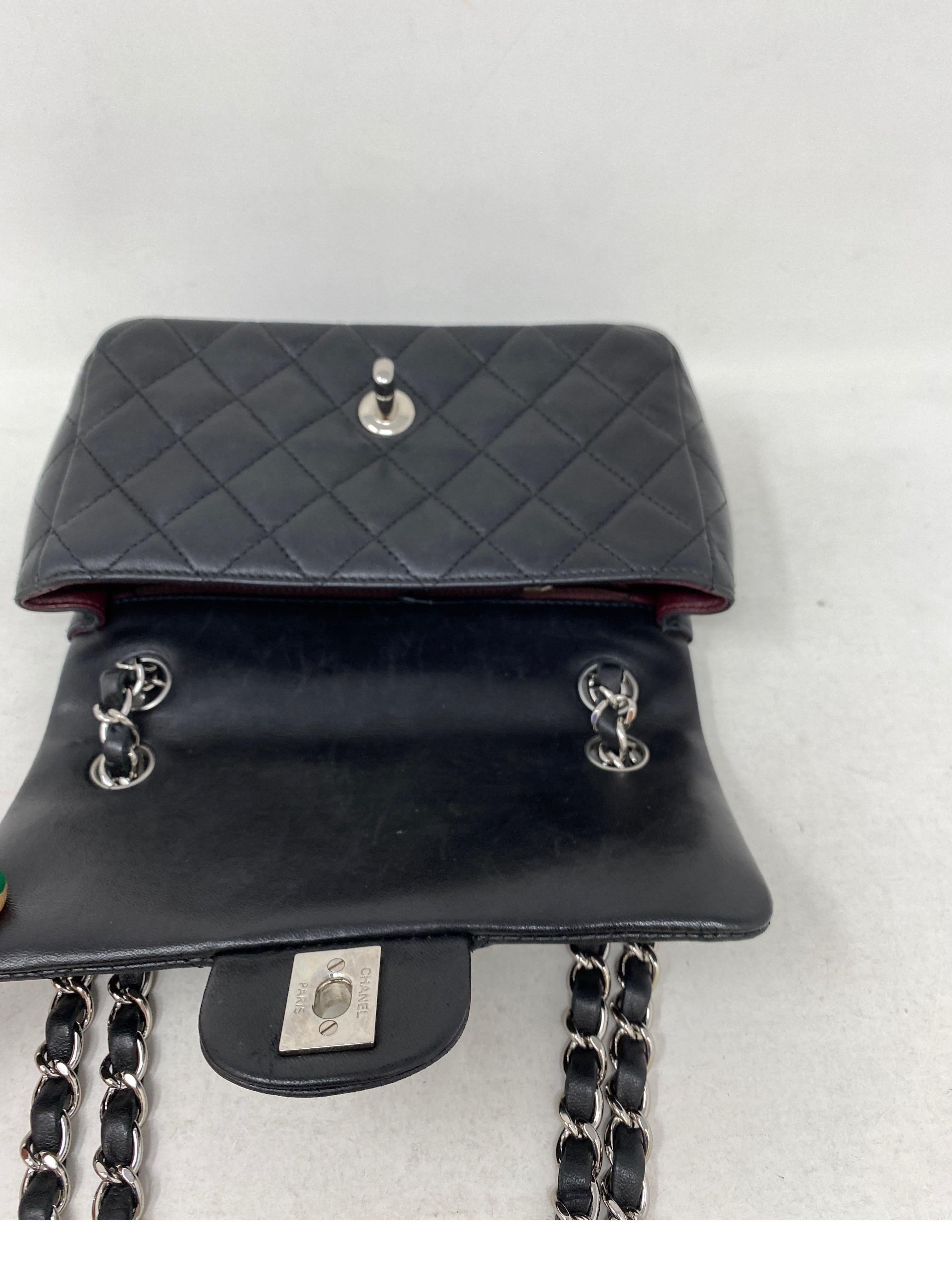 Chanel Small Black Flap Bag Silver Hardware In Good Condition In Athens, GA