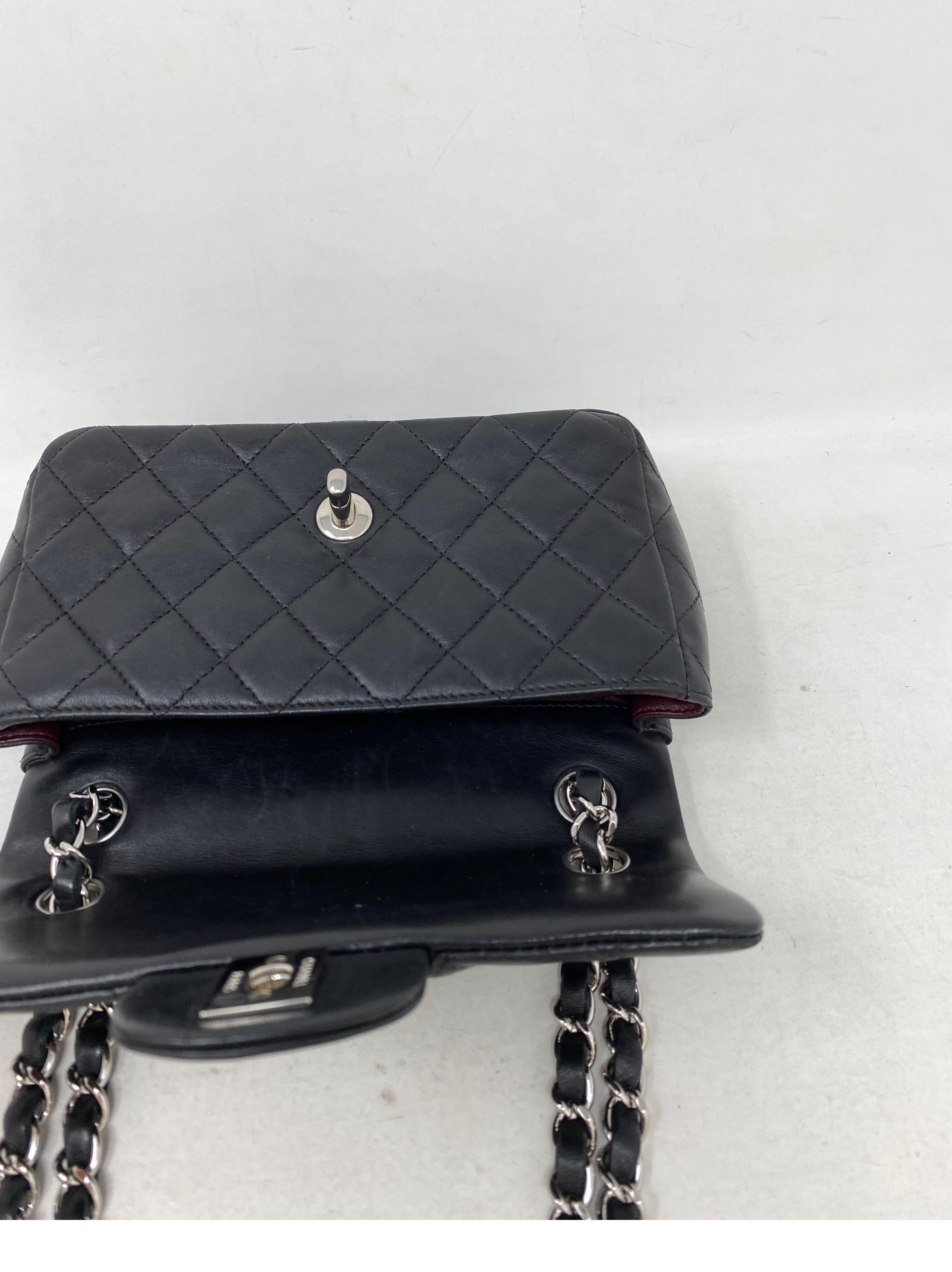 Women's or Men's Chanel Small Black Flap Bag Silver Hardware