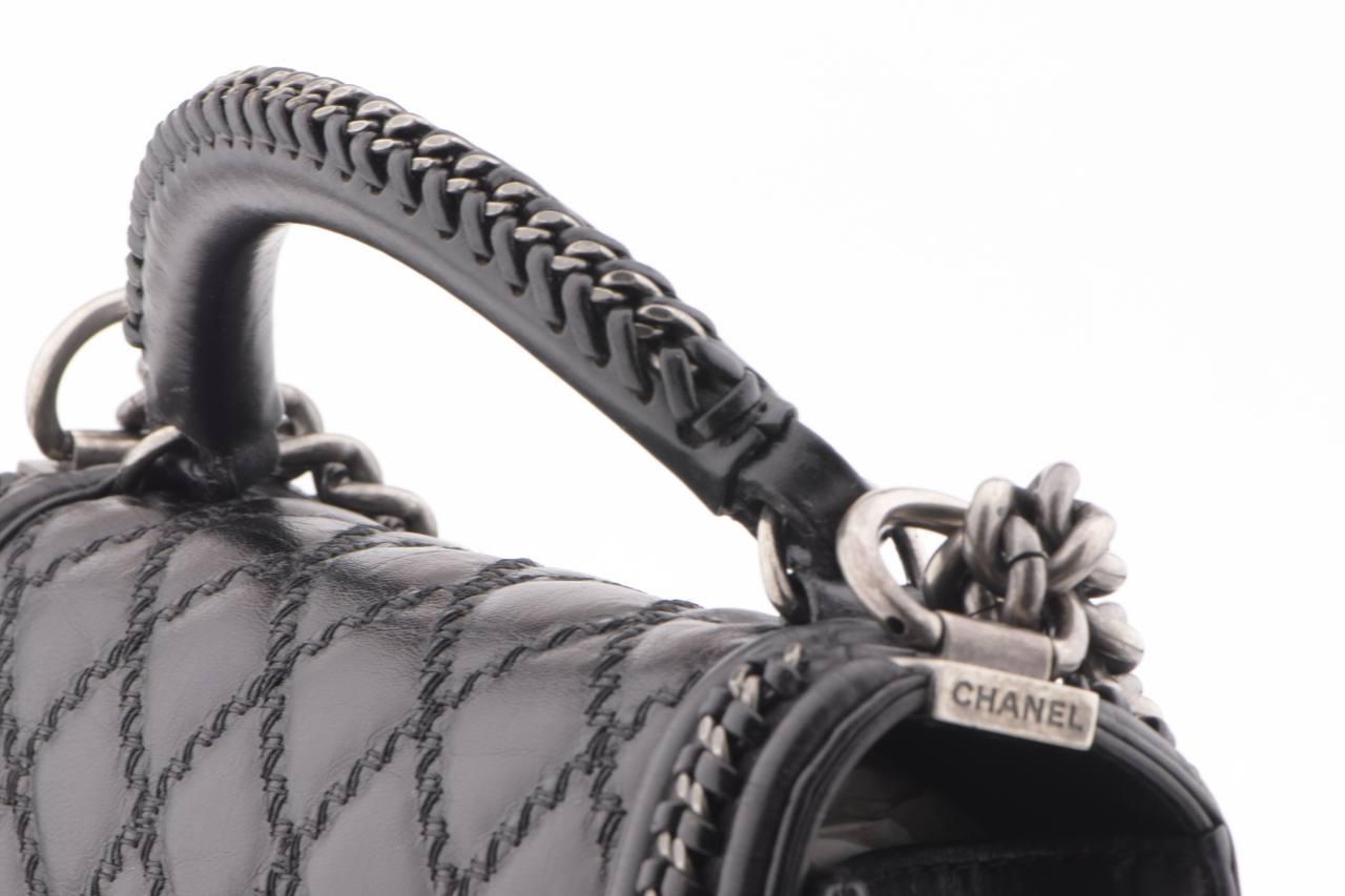 CHANEL Small Black Quilted Calfskin Leboy Bag 4