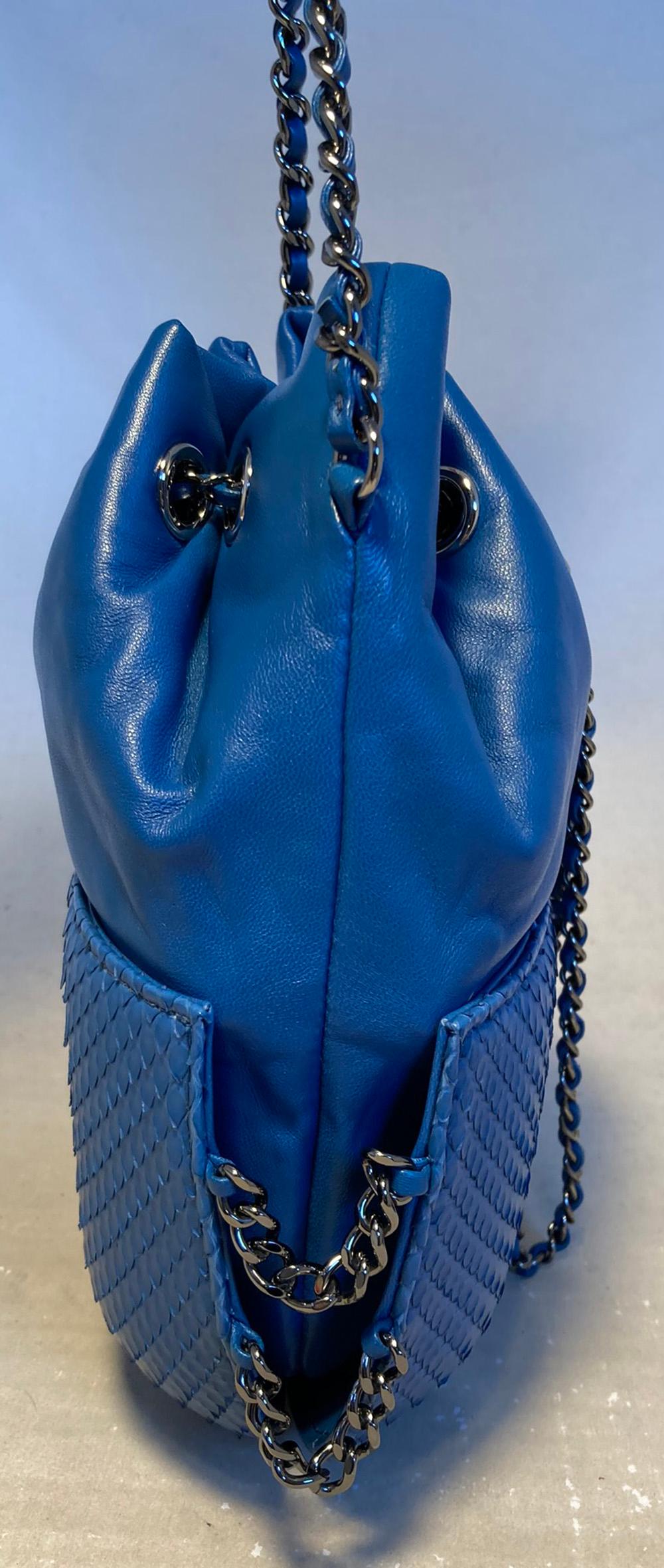 chanel bucket bag blue
