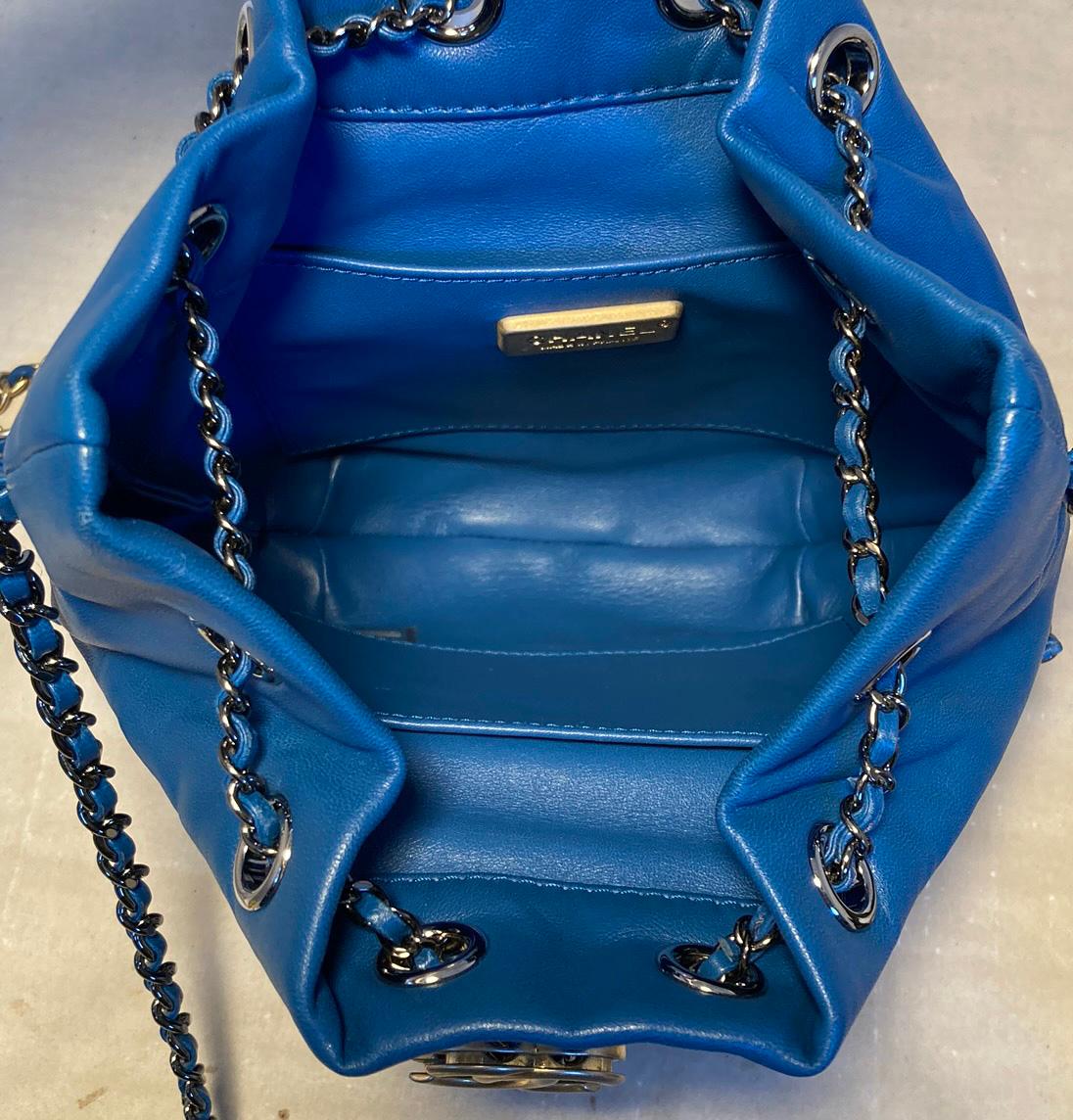 Chanel Small Blue Leather and Python Gabrielle Bucket Bag 1