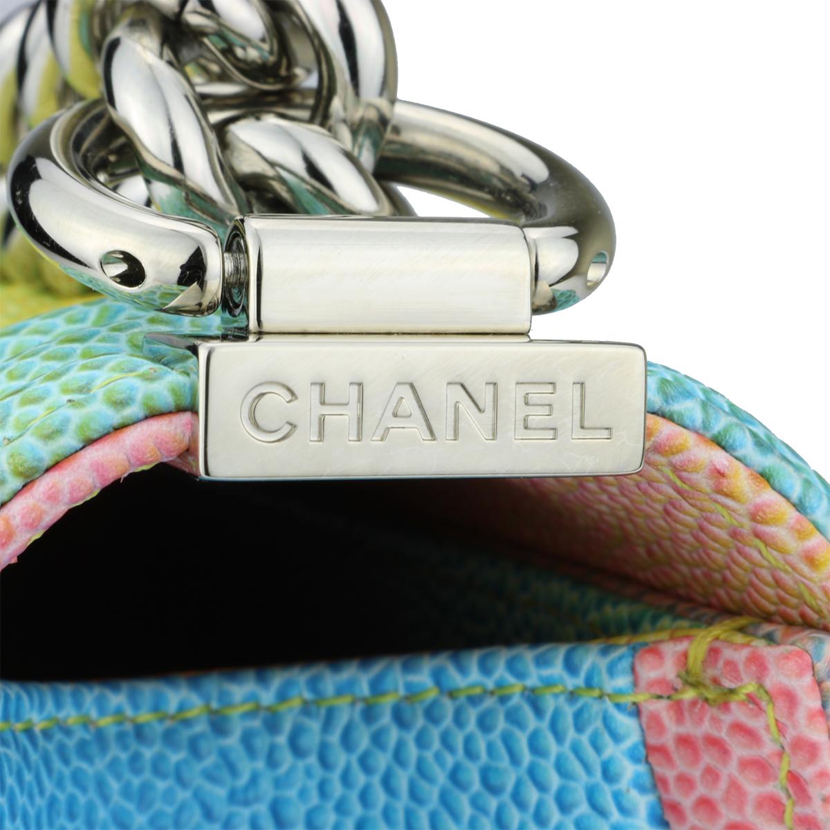 CHANEL Small Boy Bag Rainbow Cuba Caviar with Shiny Silver Hardware 2017 In Excellent Condition In Huddersfield, GB