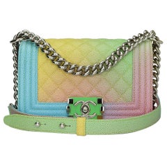 CHANEL Small Boy Bag Rainbow Cuba Caviar with Shiny Silver Hardware 2017