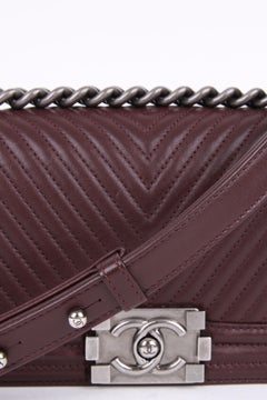 Chanel Small Boy Chevron Burgundy