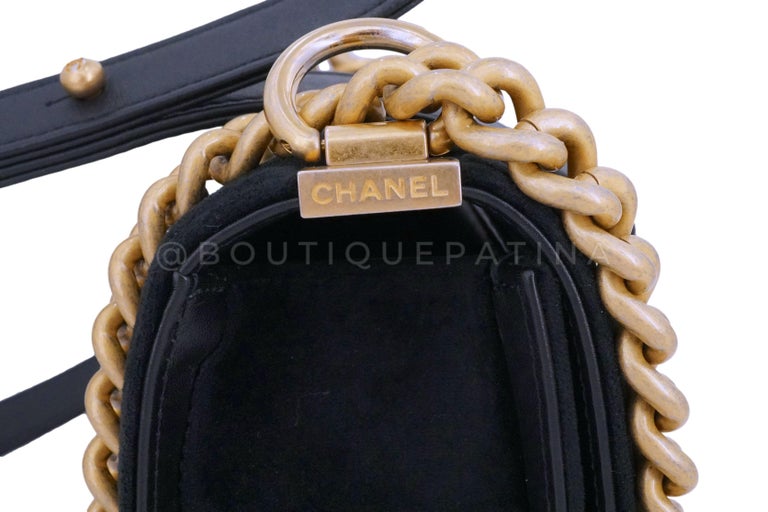 Chanel Small Boy Flap Bag Black Velvet Emerald-Cut Crystal Clasp GHW 65330 For Sale 8
