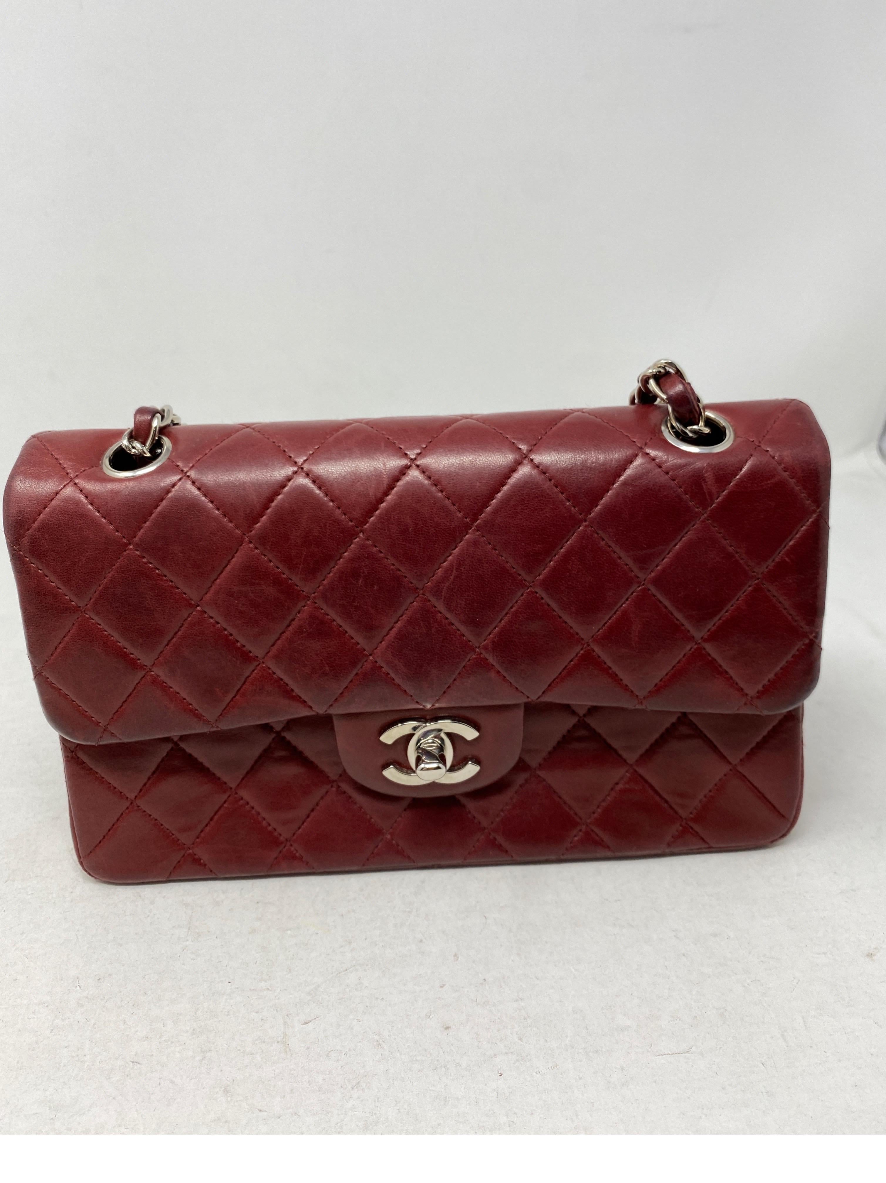 Chanel Small Burgundy Double Flap  9