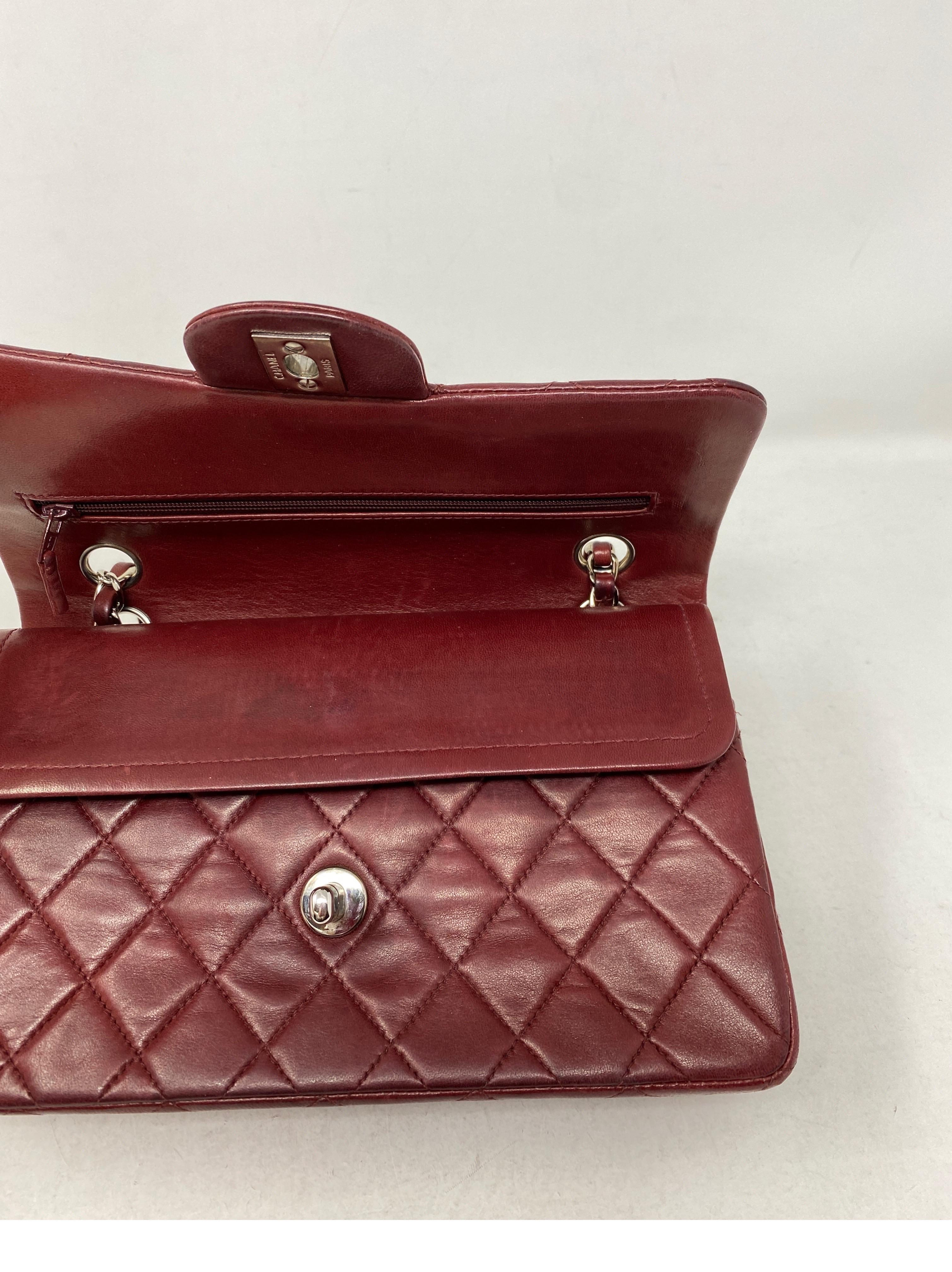 Chanel Small Burgundy Double Flap  11