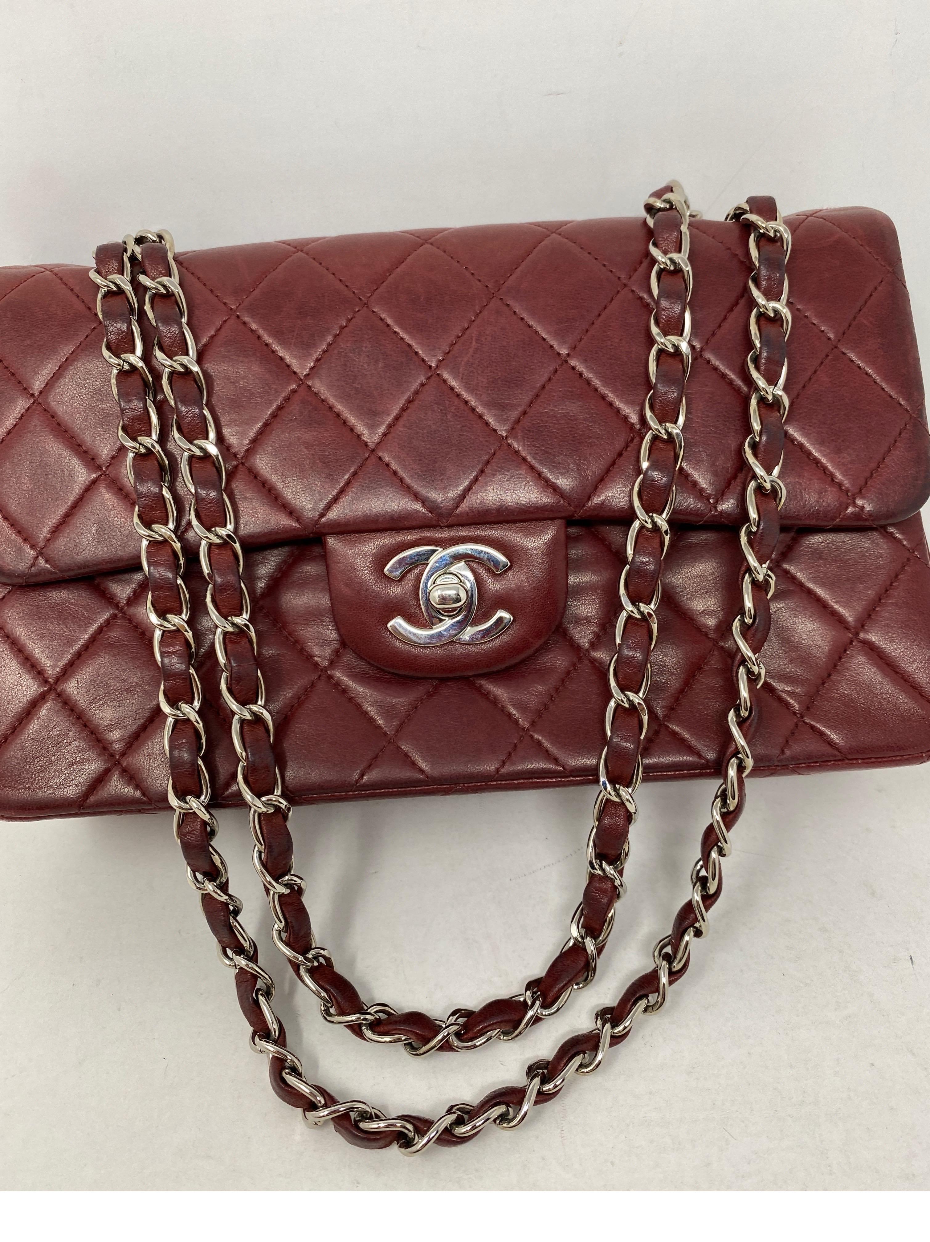 Brown Chanel Small Burgundy Double Flap 