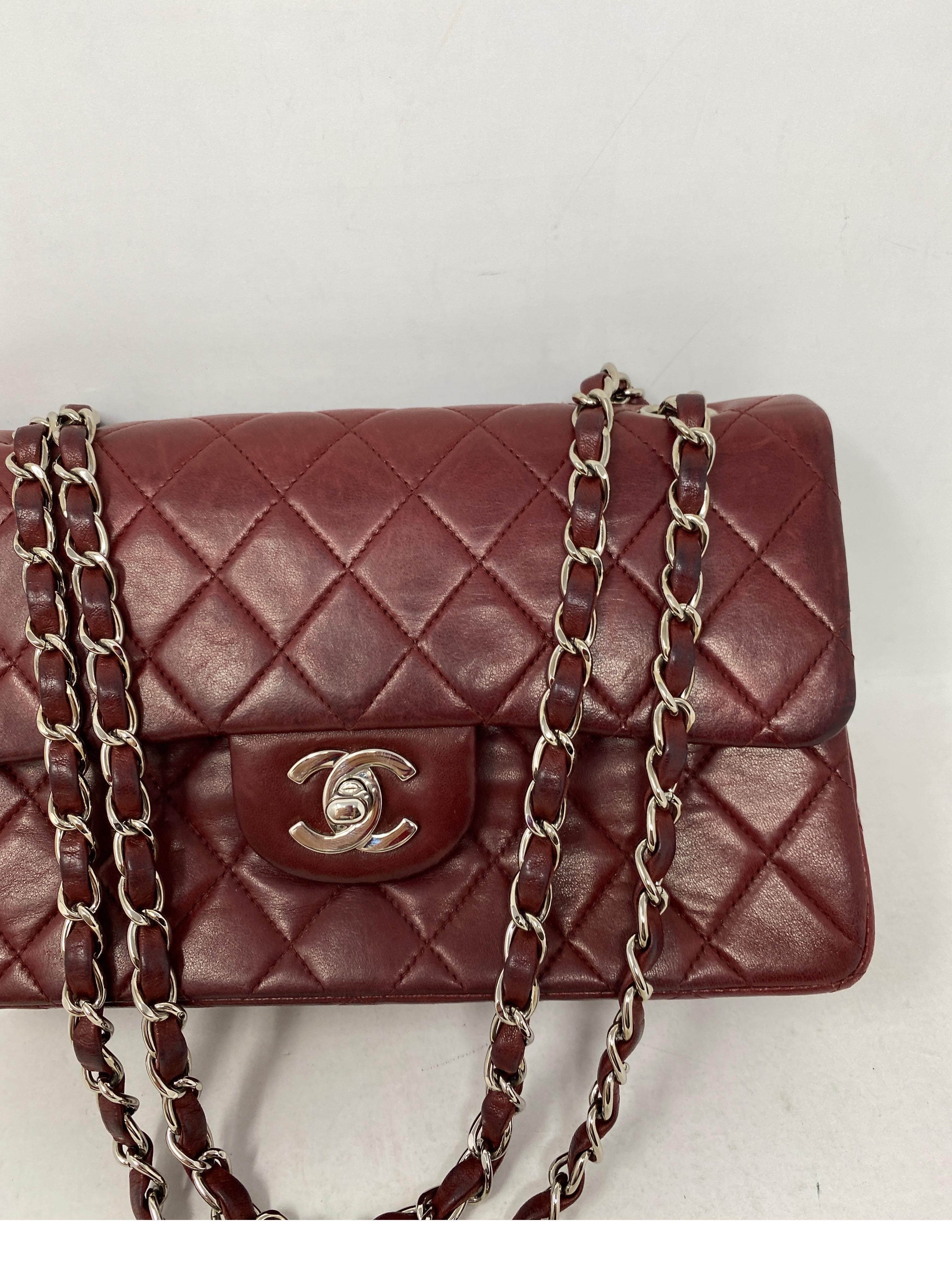 Chanel Small Burgundy Double Flap  In Fair Condition In Athens, GA