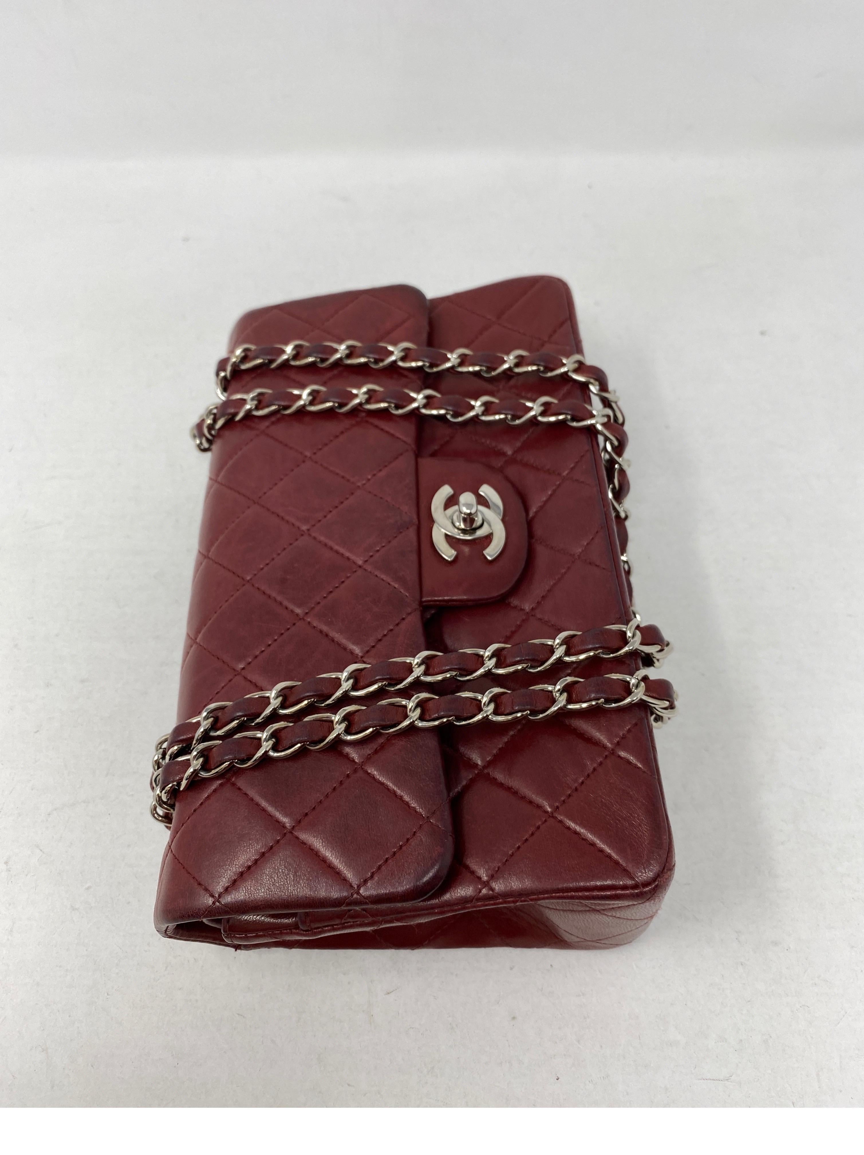 Women's or Men's Chanel Small Burgundy Double Flap 