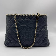Chanel Small Chain Me Tote Bag Black Quilted Calfskin Leather Gold Hardwear