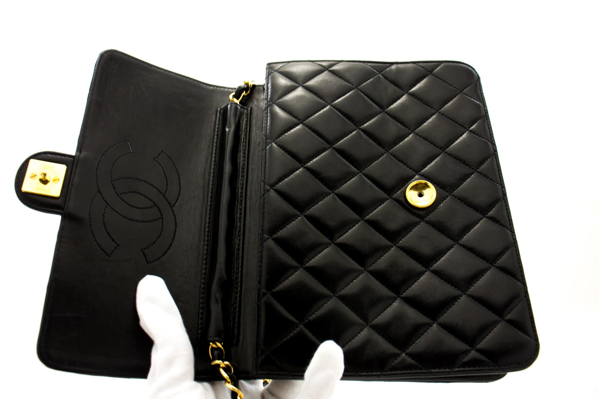 CHANEL Small Chain Shoulder Bag Black Clutch Flap Quilted Lambskin 5