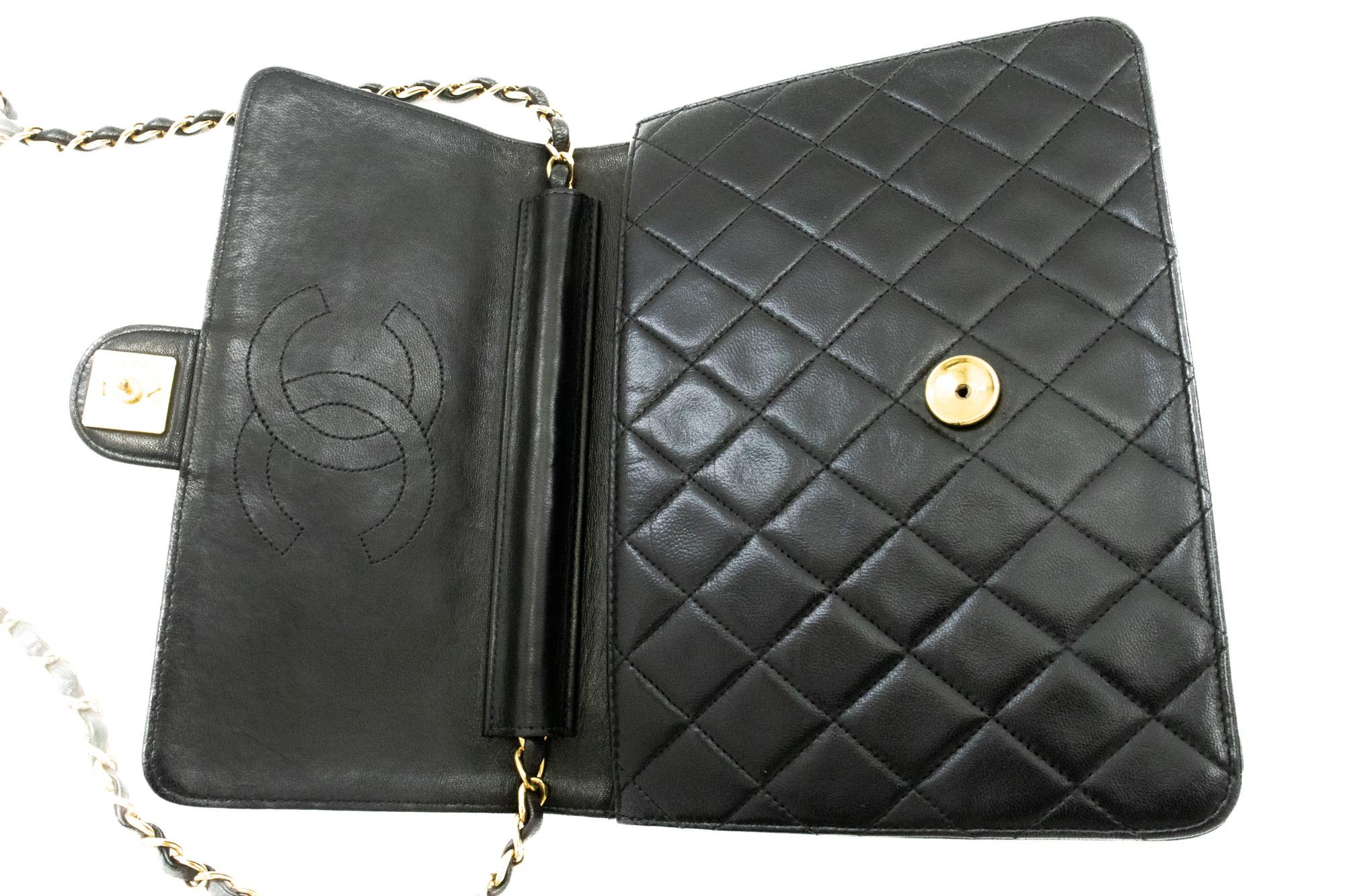 CHANEL Small Chain Shoulder Bag Black Clutch Flap Quilted Lambskin For Sale 6
