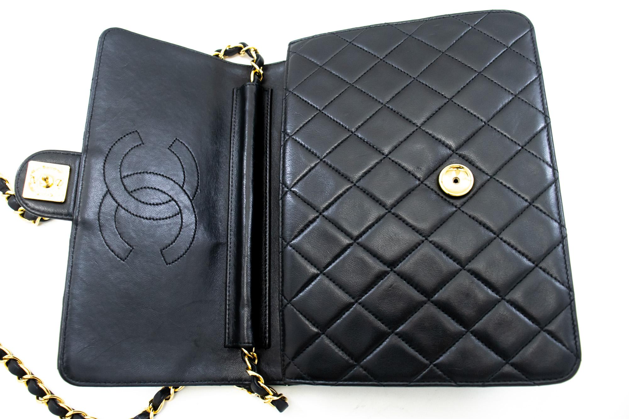 CHANEL Small Chain Shoulder Bag Black Clutch Flap Quilted Lambskin For Sale 6