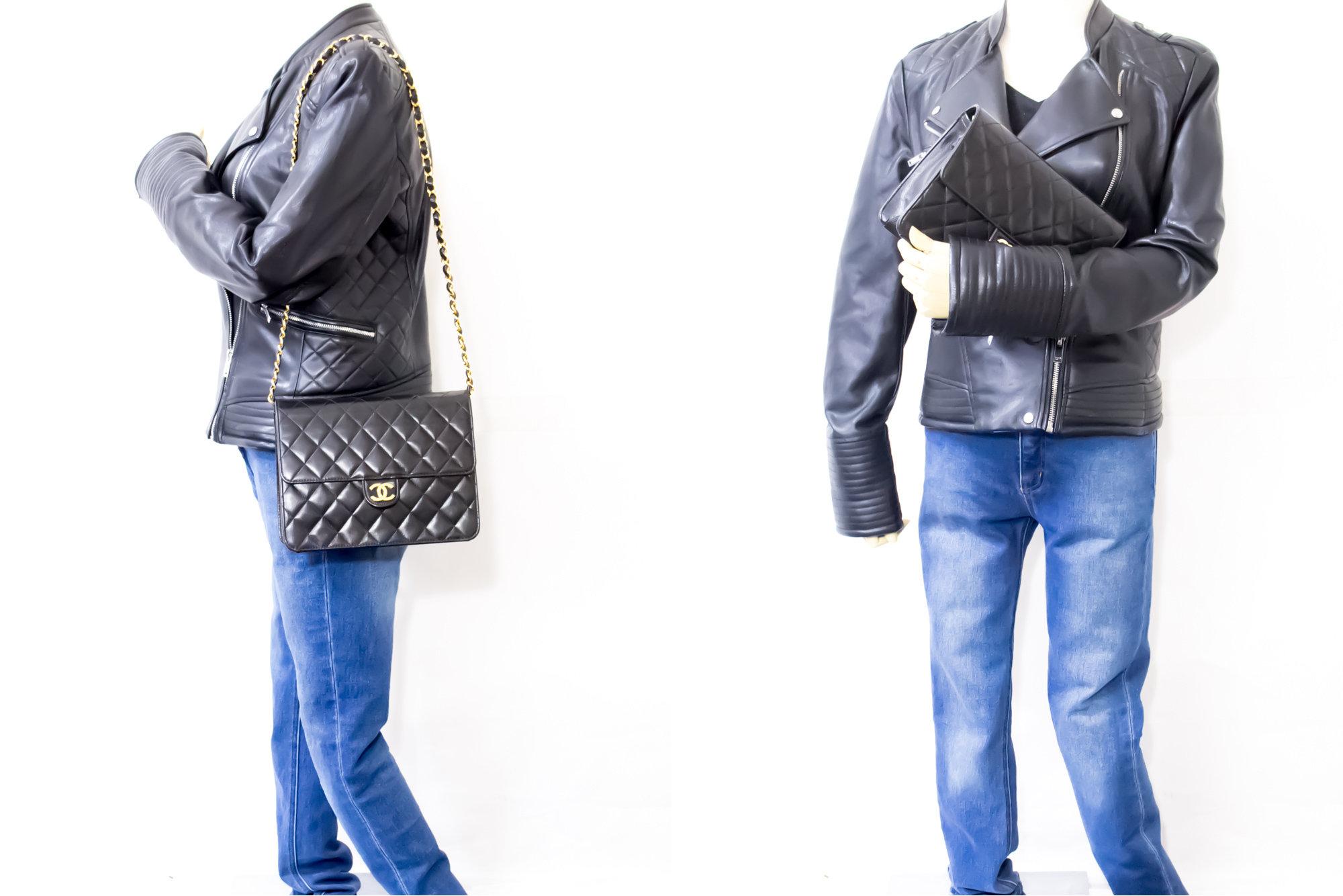 CHANEL Small Chain Shoulder Bag Black Clutch Flap Quilted Lambskin For Sale 6