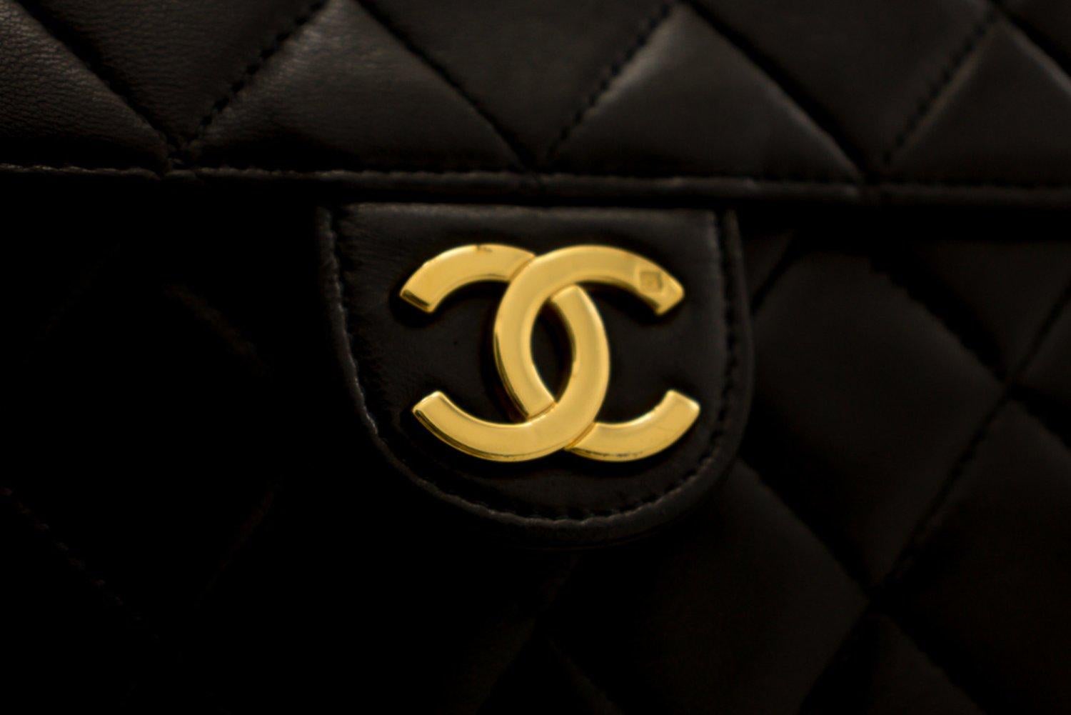 CHANEL Small Chain Shoulder Bag Black Clutch Flap Quilted Lambskin 6