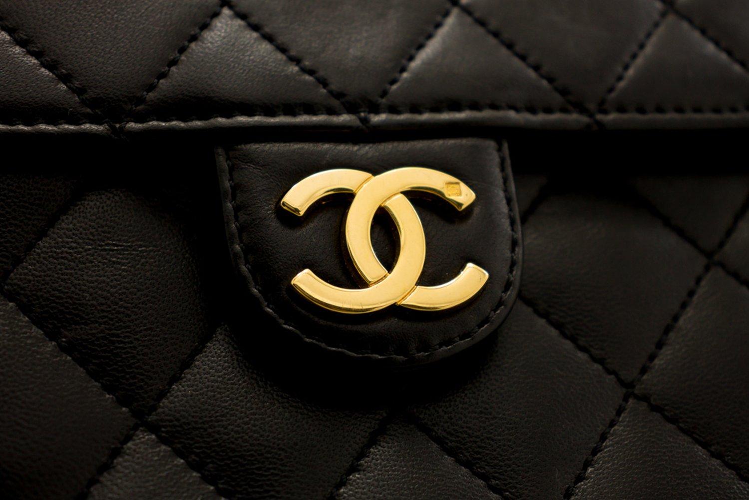 CHANEL Small Chain Shoulder Bag Black Clutch Flap Quilted Lambskin 8