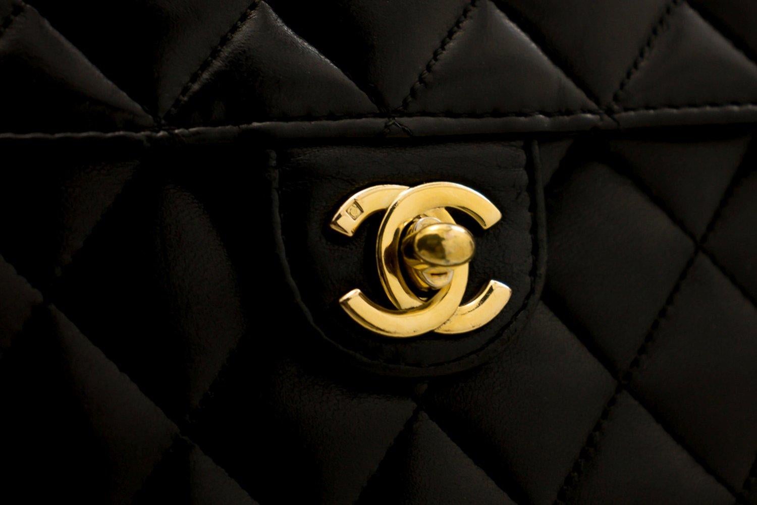 CHANEL Small Chain Shoulder Bag Black Clutch Flap Quilted Lambskin 5