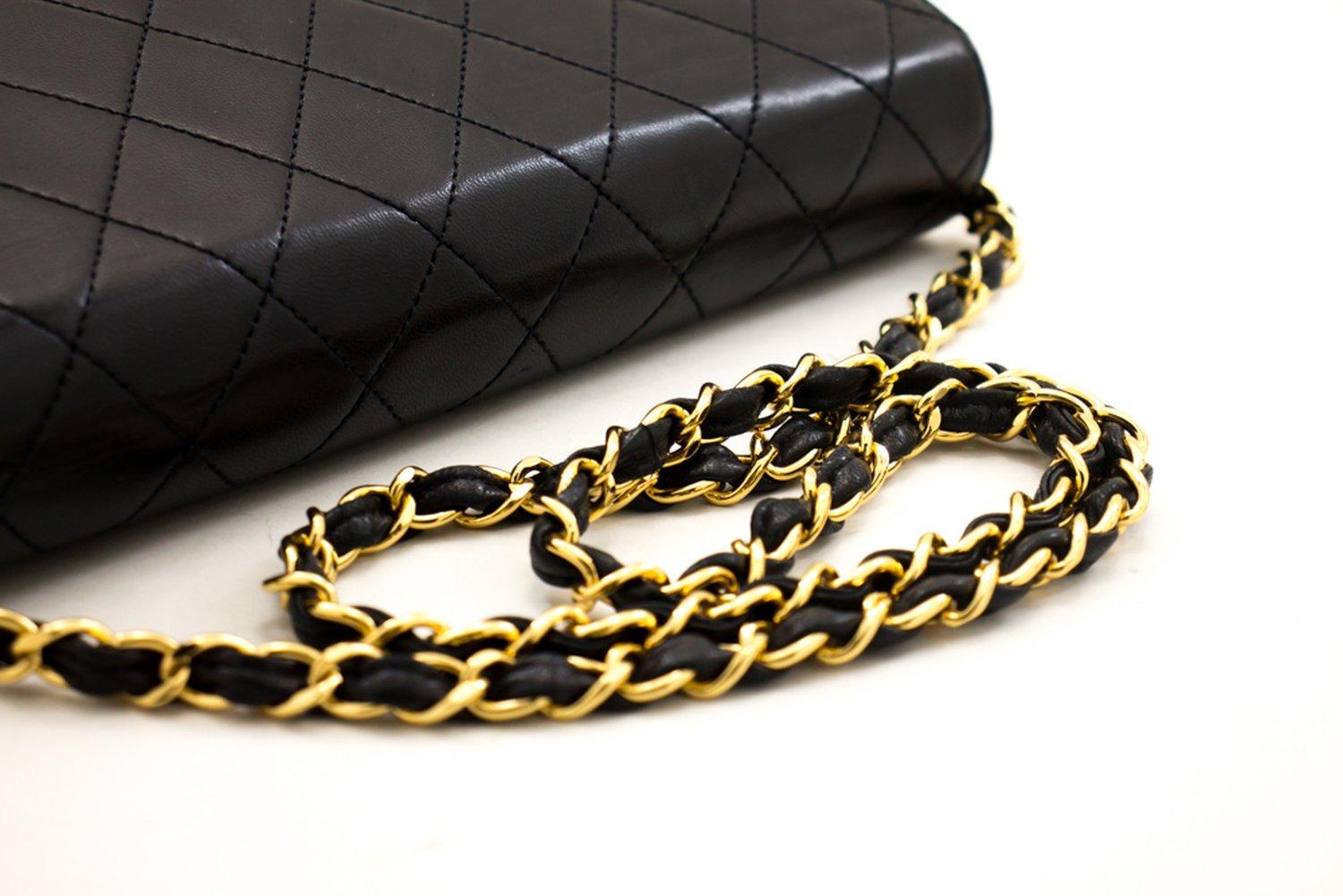 CHANEL Small Chain Shoulder Bag Black Clutch Flap Quilted Lambskin 9