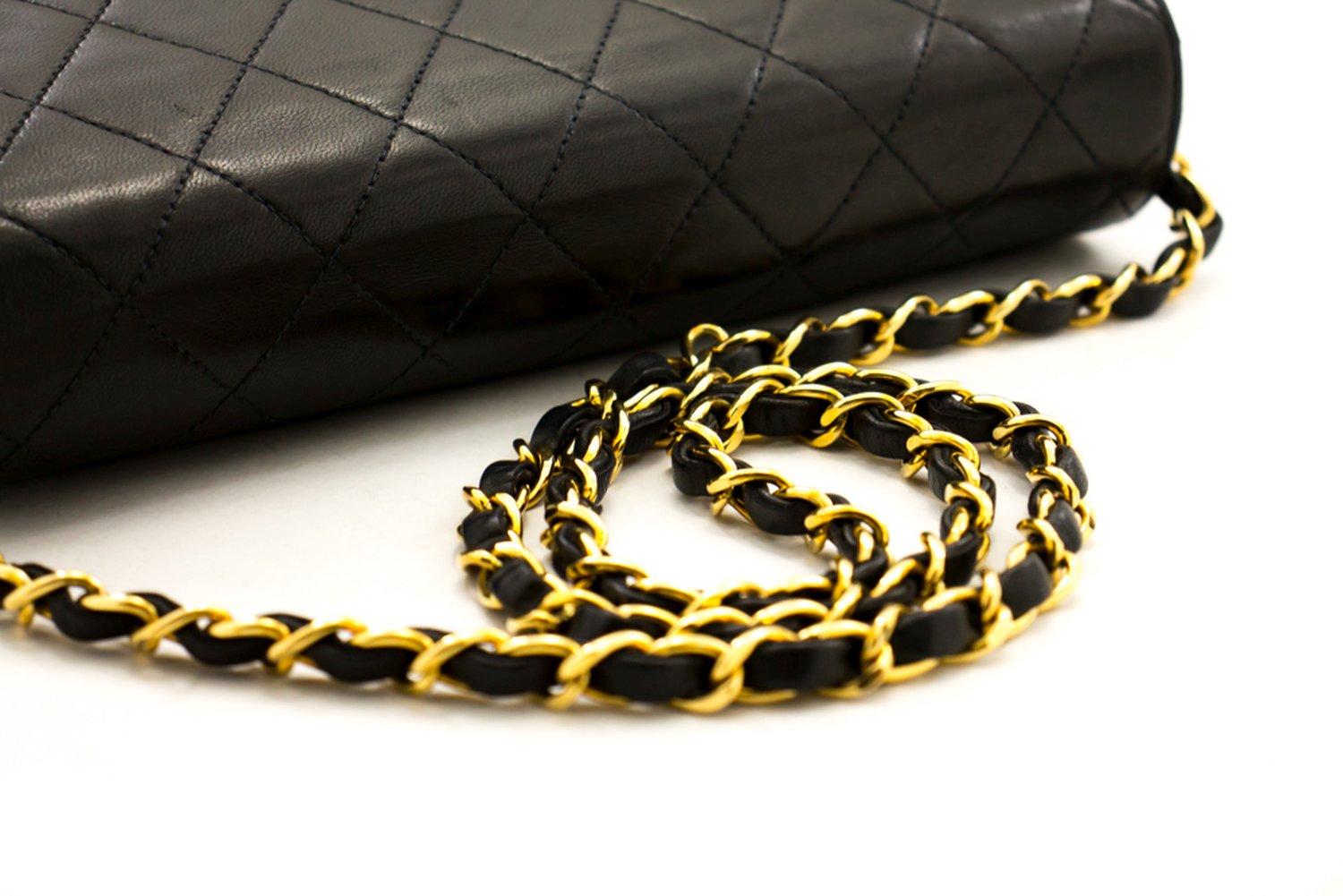 CHANEL Small Chain Shoulder Bag Black Clutch Flap Quilted Lambskin 9