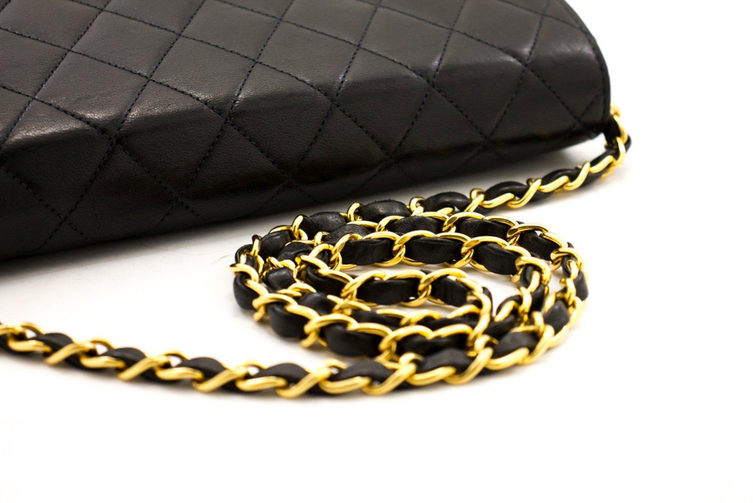 CHANEL Small Chain Shoulder Bag Black Clutch Flap Quilted Lambskin 9