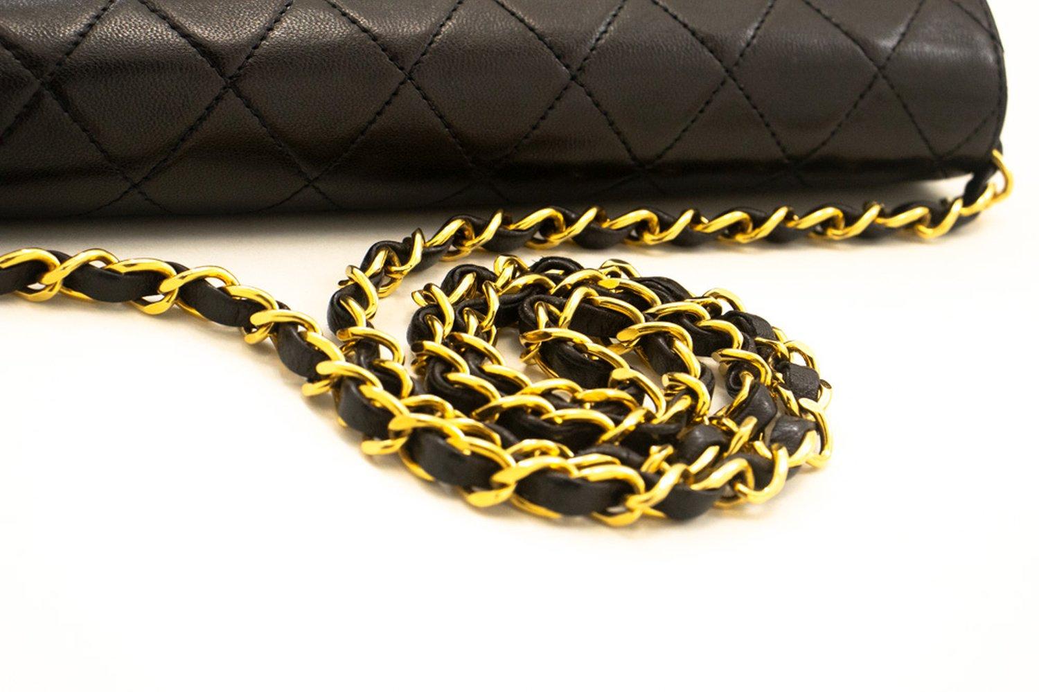 CHANEL Small Chain Shoulder Bag Black Clutch Flap Quilted Lambskin For Sale 9