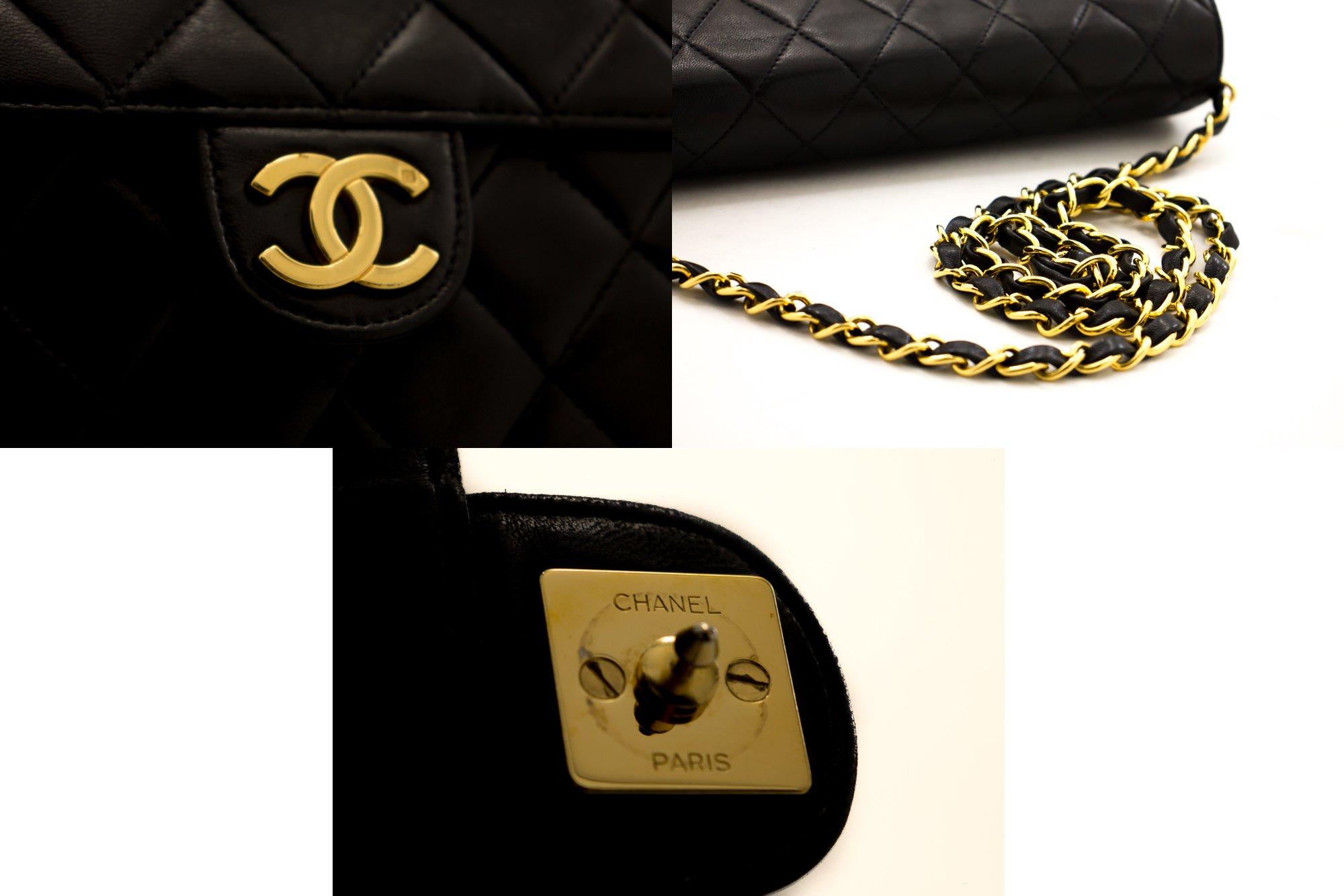 CHANEL Small Chain Shoulder Bag Black Clutch Flap Quilted Lambskin 1