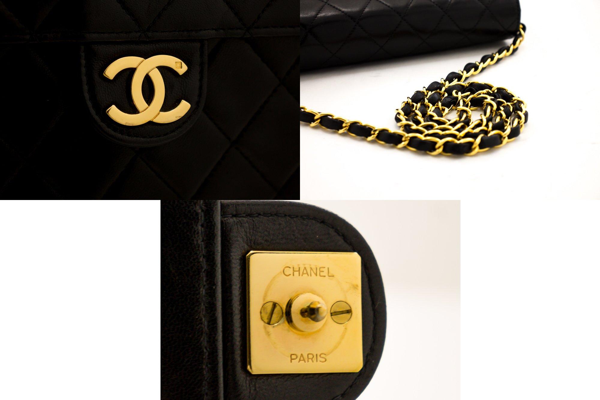 CHANEL Small Chain Shoulder Bag Black Clutch Flap Quilted Lambskin 3