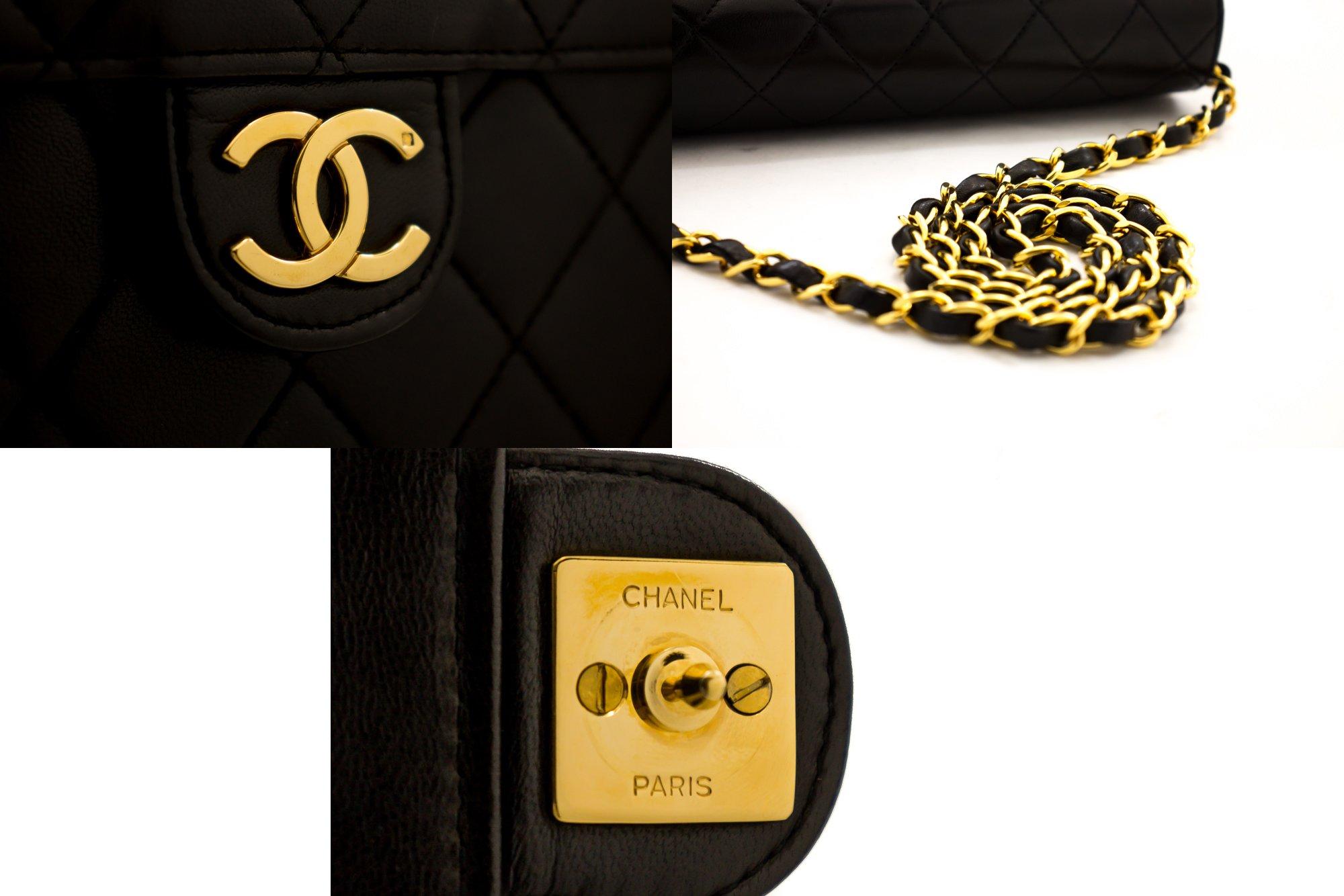 CHANEL Small Chain Shoulder Bag Black Clutch Flap Quilted Lambskin 3