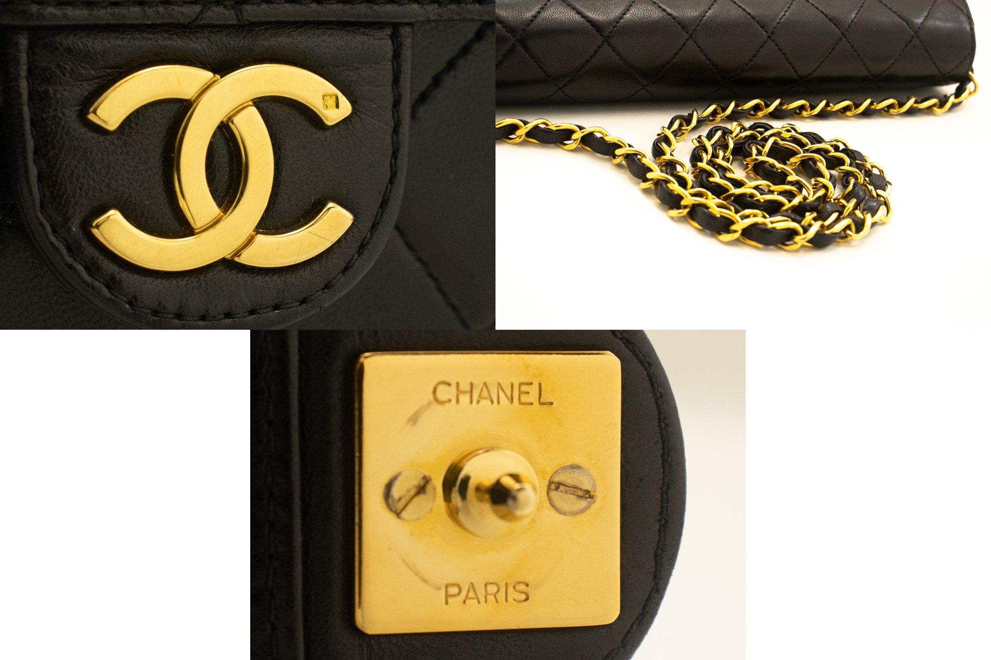 CHANEL Small Chain Shoulder Bag Black Clutch Flap Quilted Lambskin For Sale 3