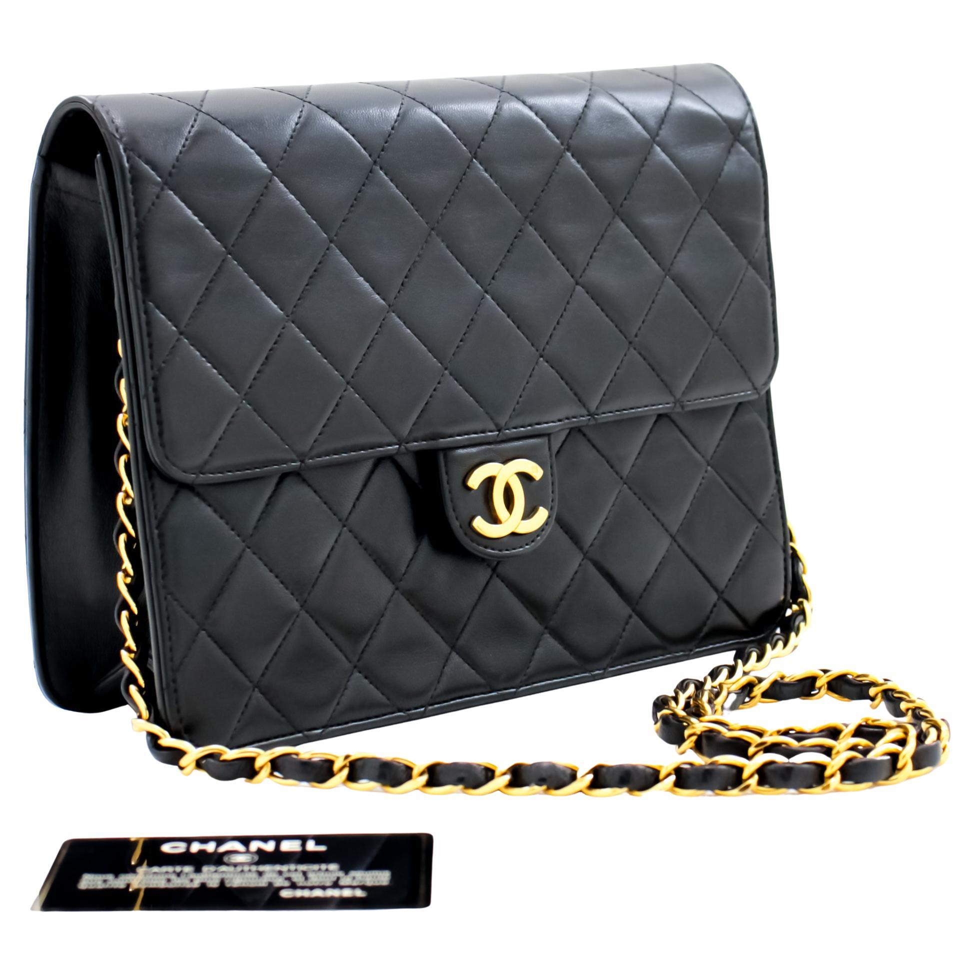 CHANEL Small Chain Shoulder Bag Black Clutch Flap Quilted