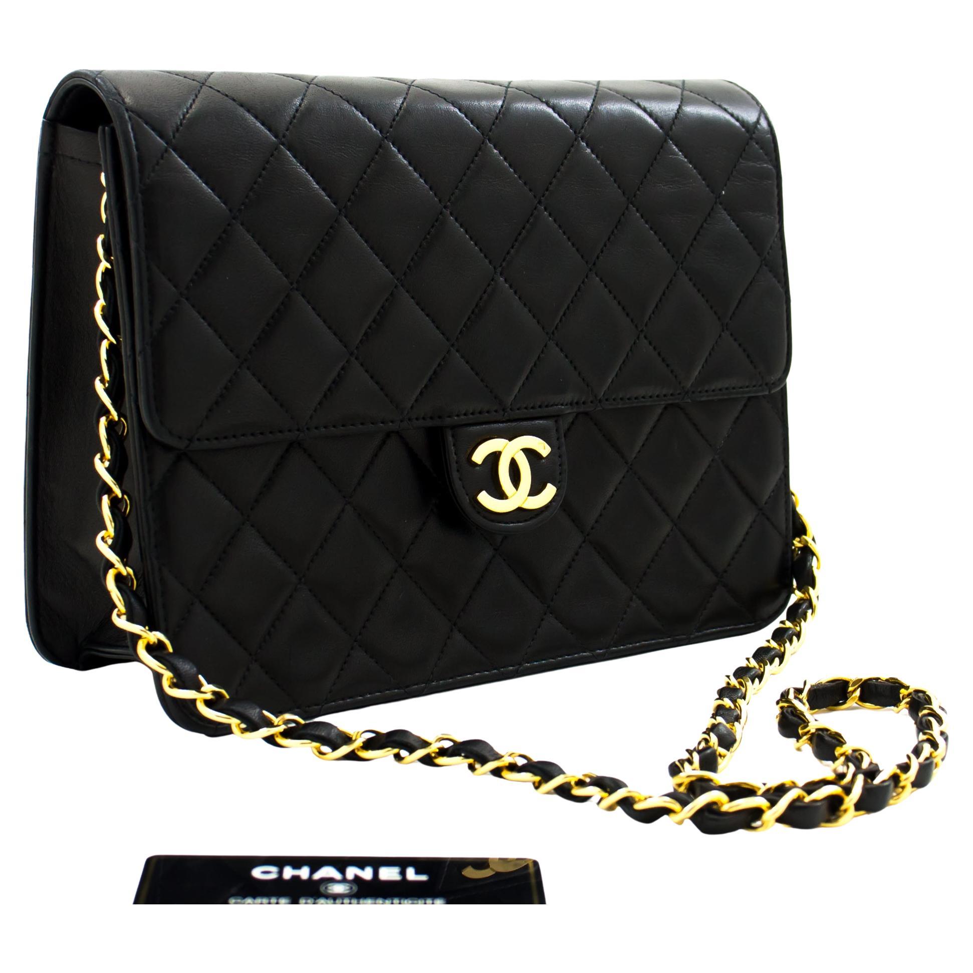 CHANEL Chain Around Shoulder Crossbody Bag Black Calfskin Leather For