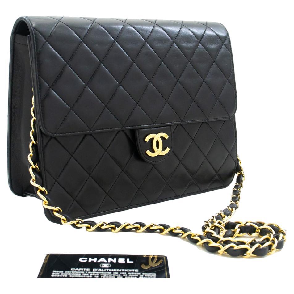 CHANEL Small Chain Shoulder Bag Black Clutch Flap Quilted Lambskin For Sale