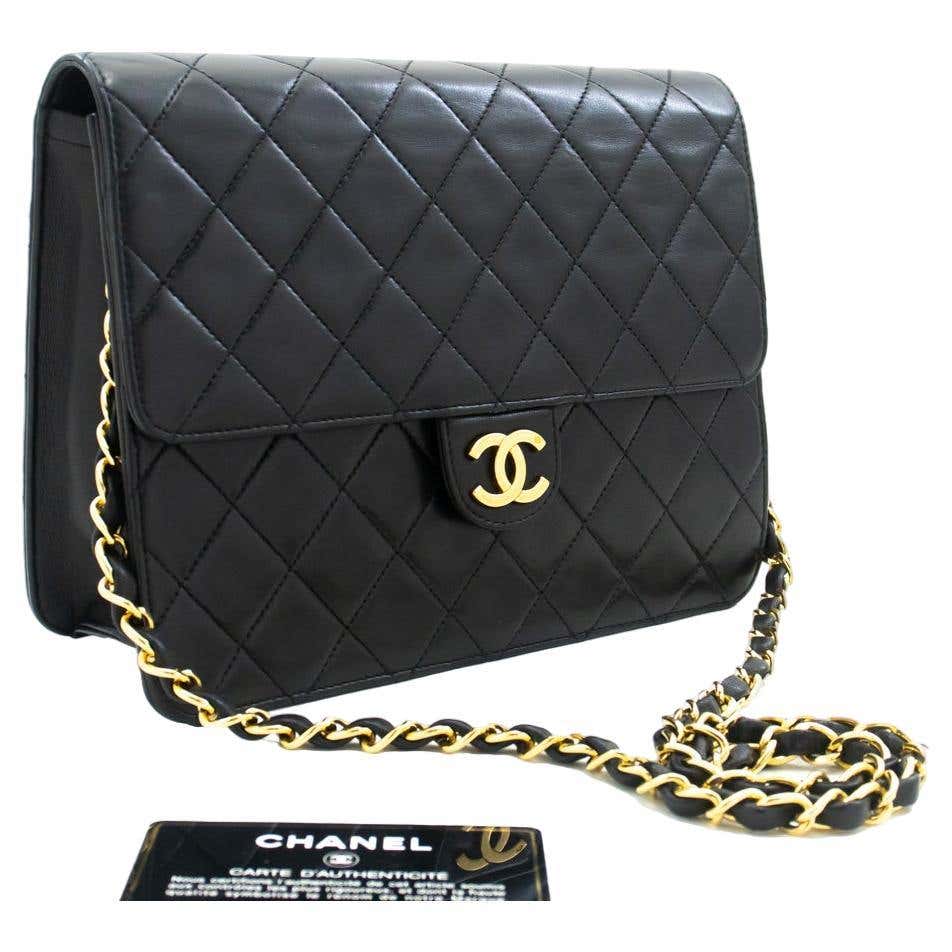 CHANEL Full Chain Flap Shoulder Bag Black Clutch Quilted Lambskin For ...