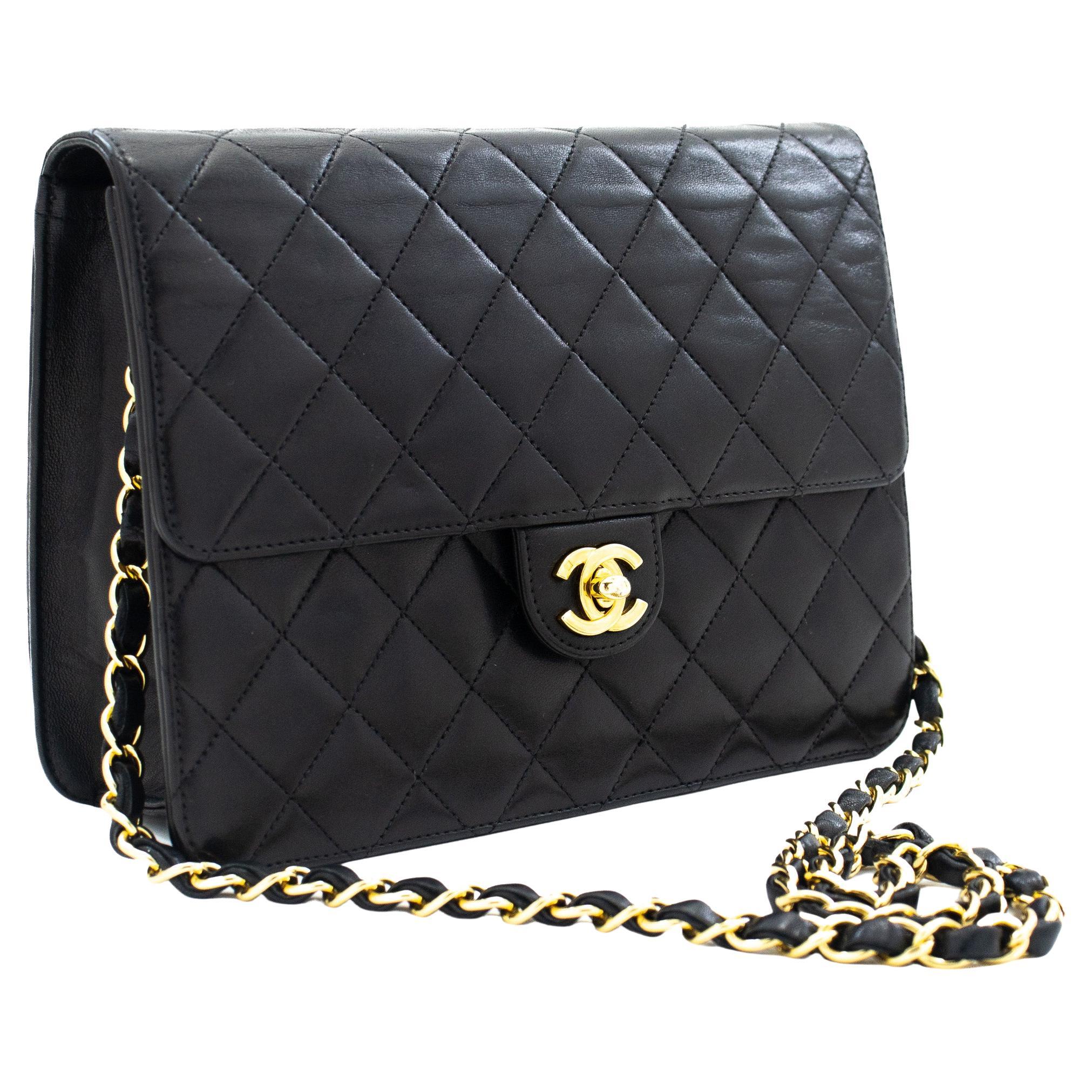CHANEL Small Chain Shoulder Bag Black Flap Quilted Purse Lambskin at 1stDibs