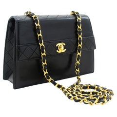 CHANEL Small Chain Shoulder Bag Black Quilted Single Flap Lambskin