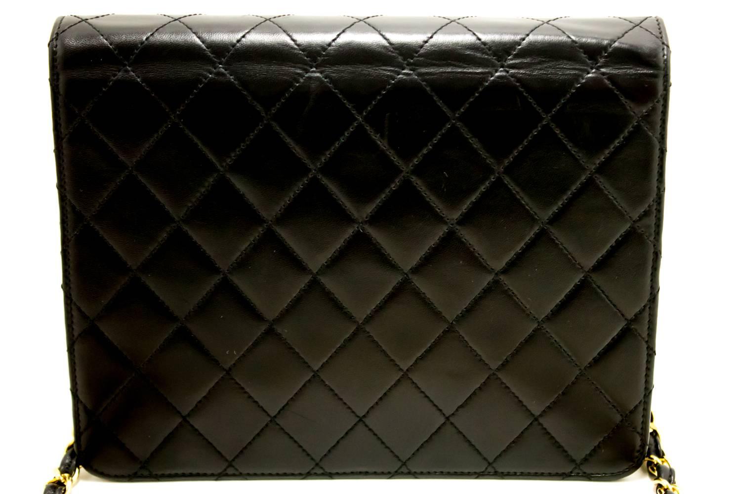 CHANEL Small Chain Shoulder Bag Clutch Black Quilted Flap Lambskin In Excellent Condition In Takamatsu-shi, JP