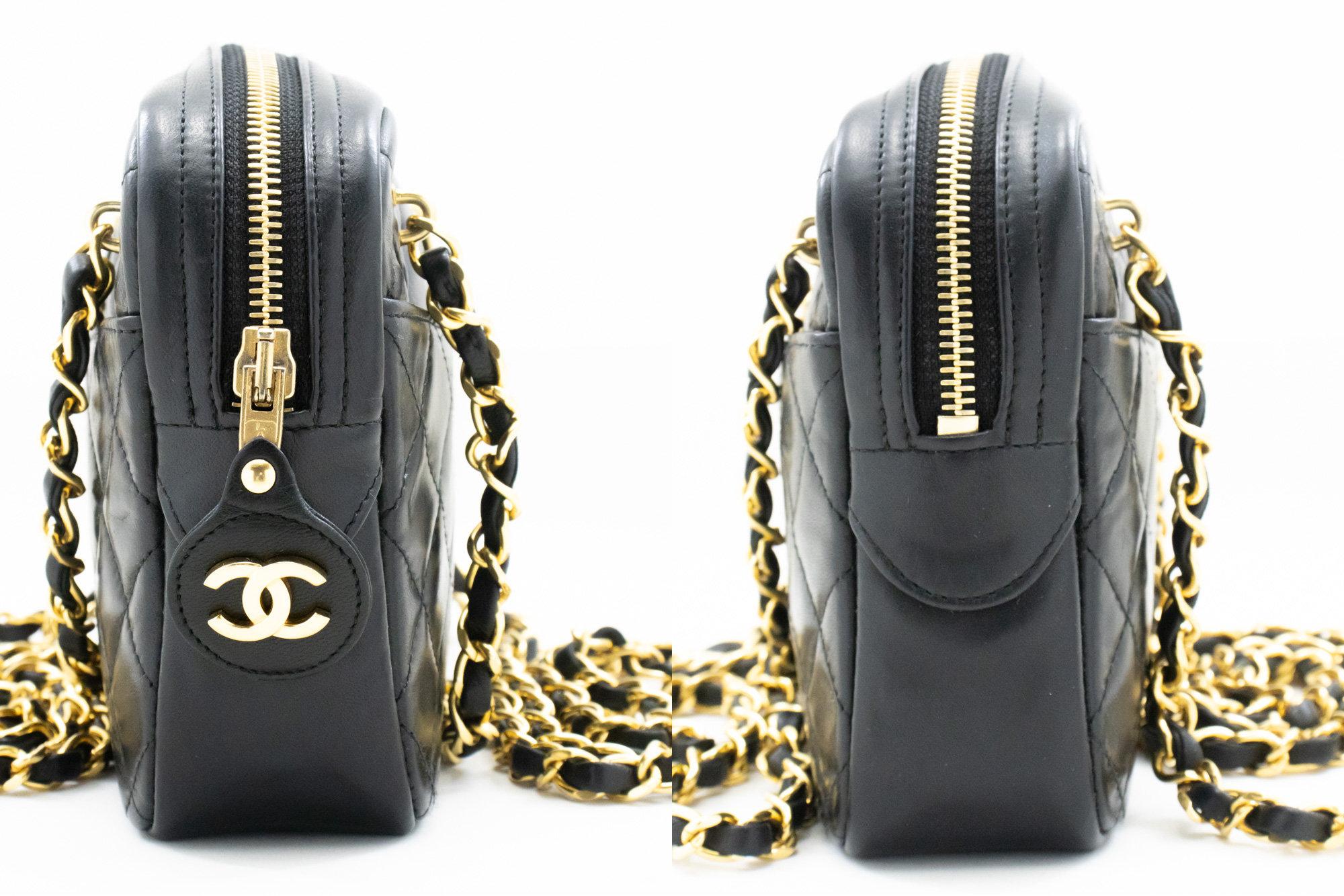 CHANEL Small Chain Shoulder Bag Lambskin Black Leather Zipper For Sale 1