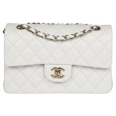 Chanel Small Classic Double Flap White Caviar Light Gold Hardware